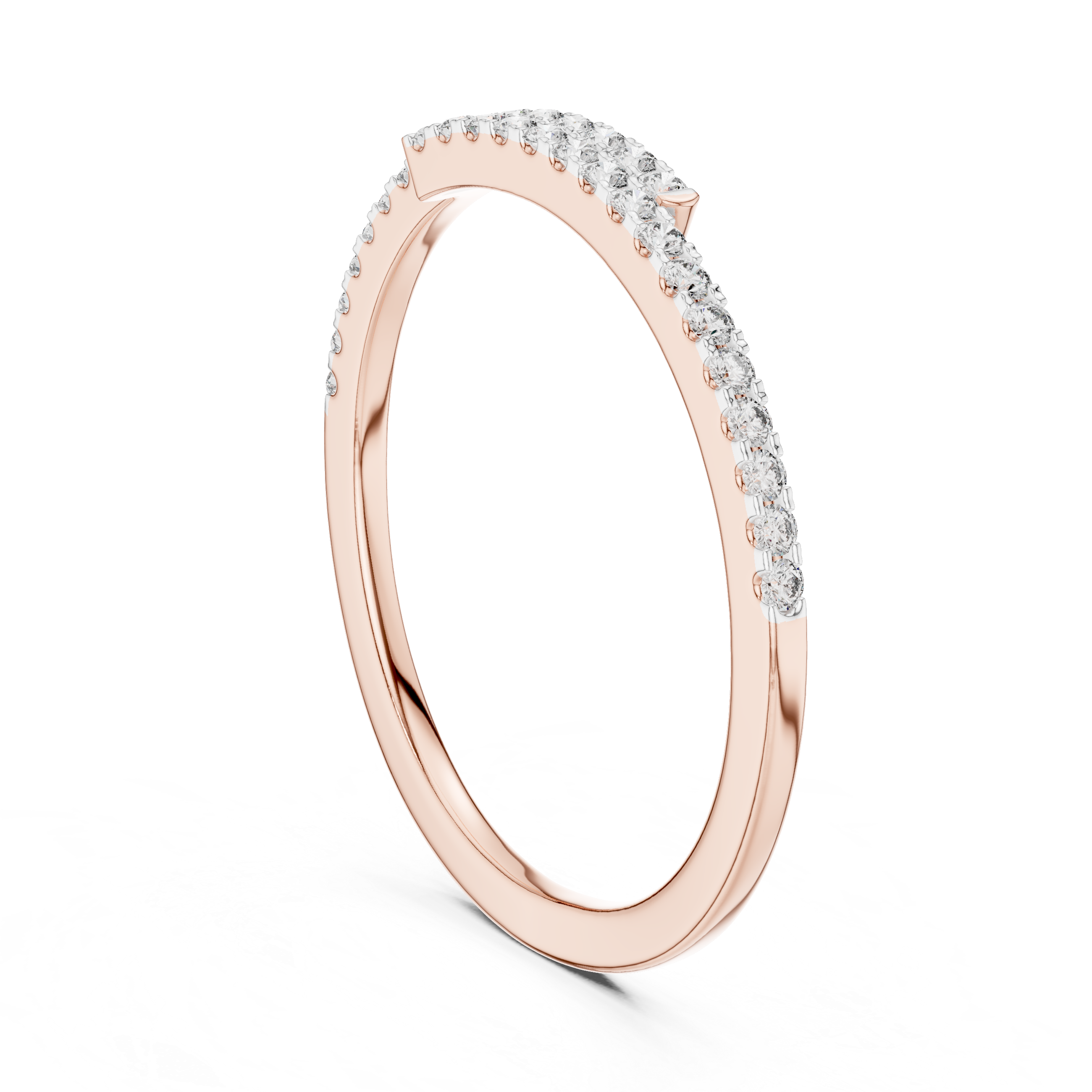 Double Row Pavé Half Eternity Minimal Ring