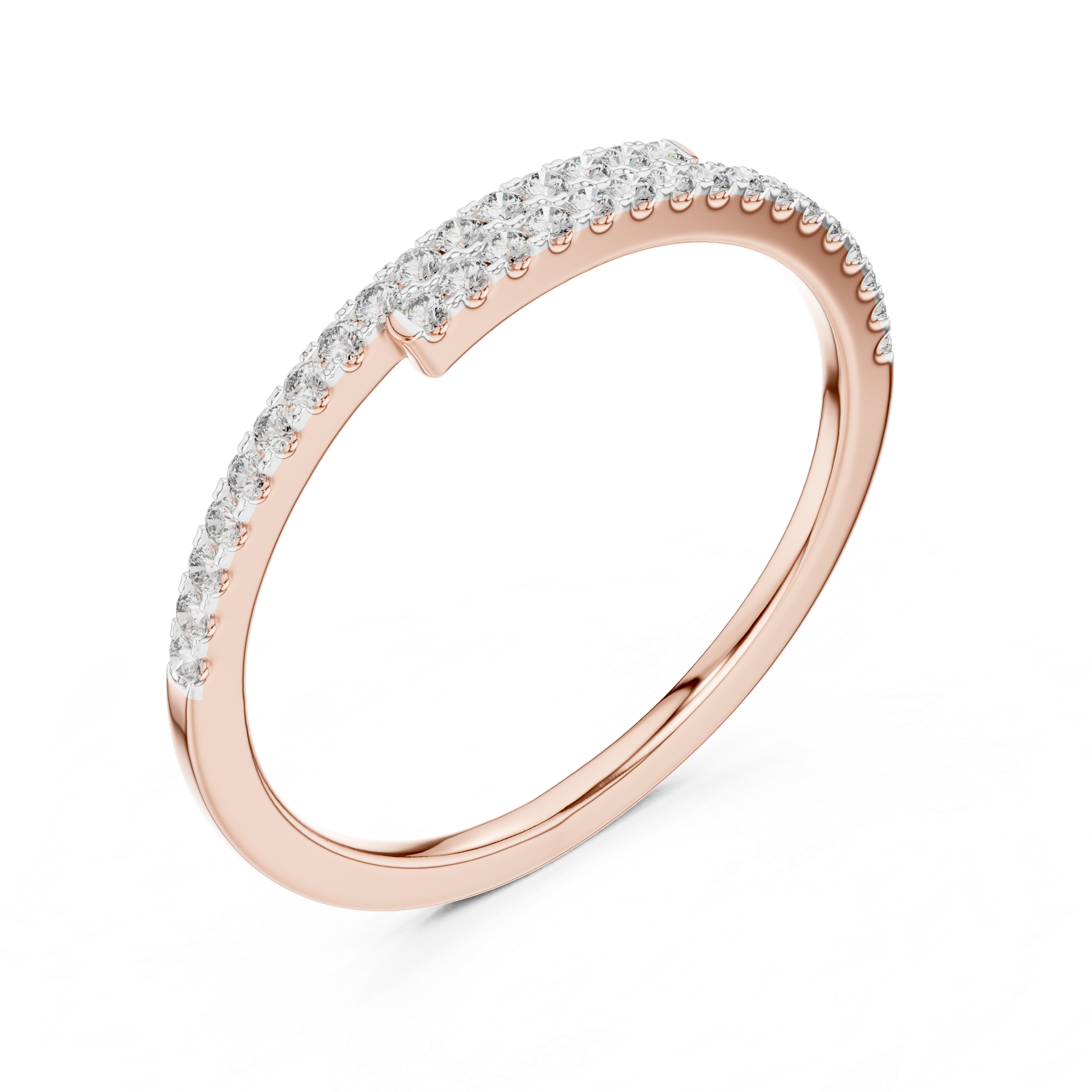 Double Row Pavé Half Eternity Minimal Ring