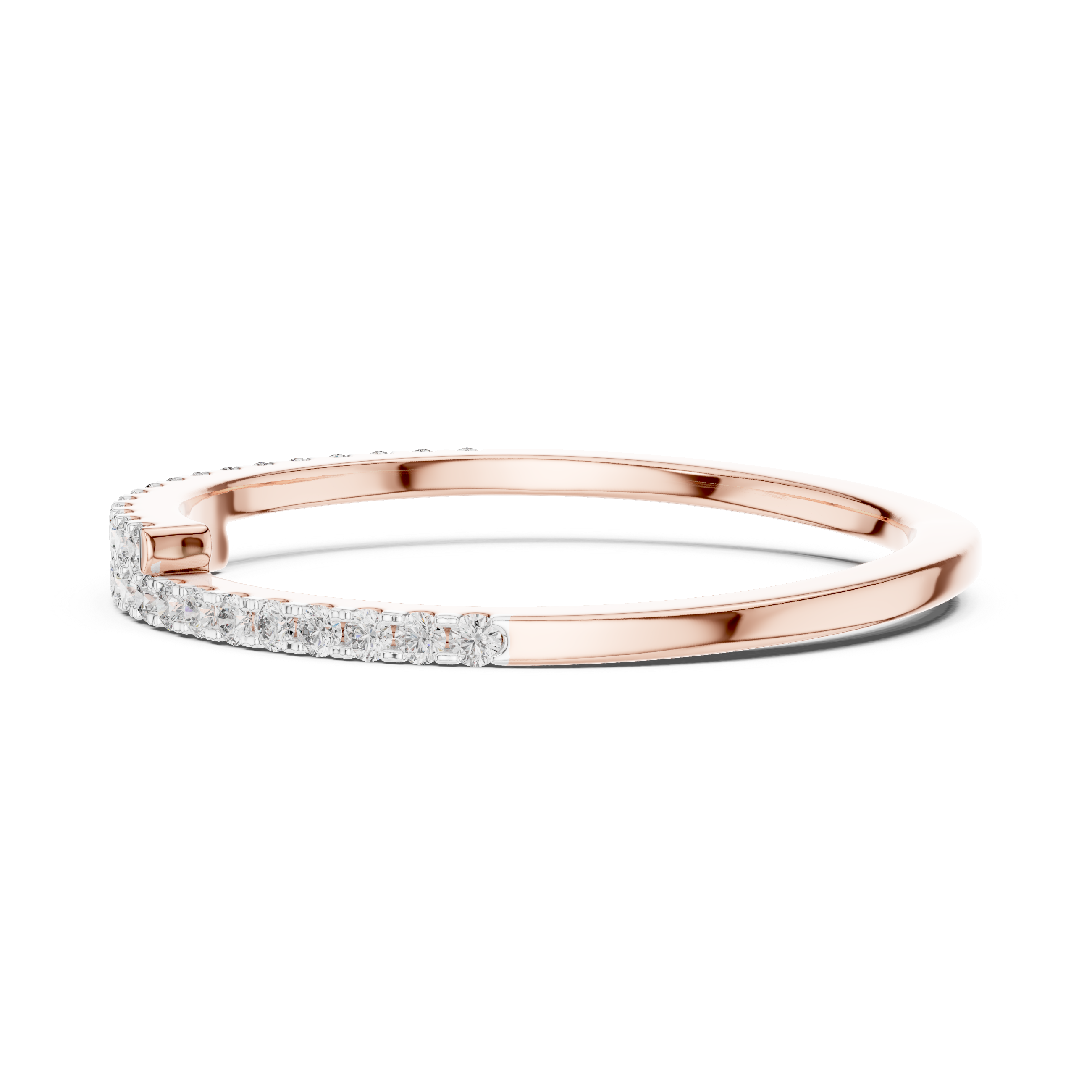 Double Row Pavé Half Eternity Minimal Ring