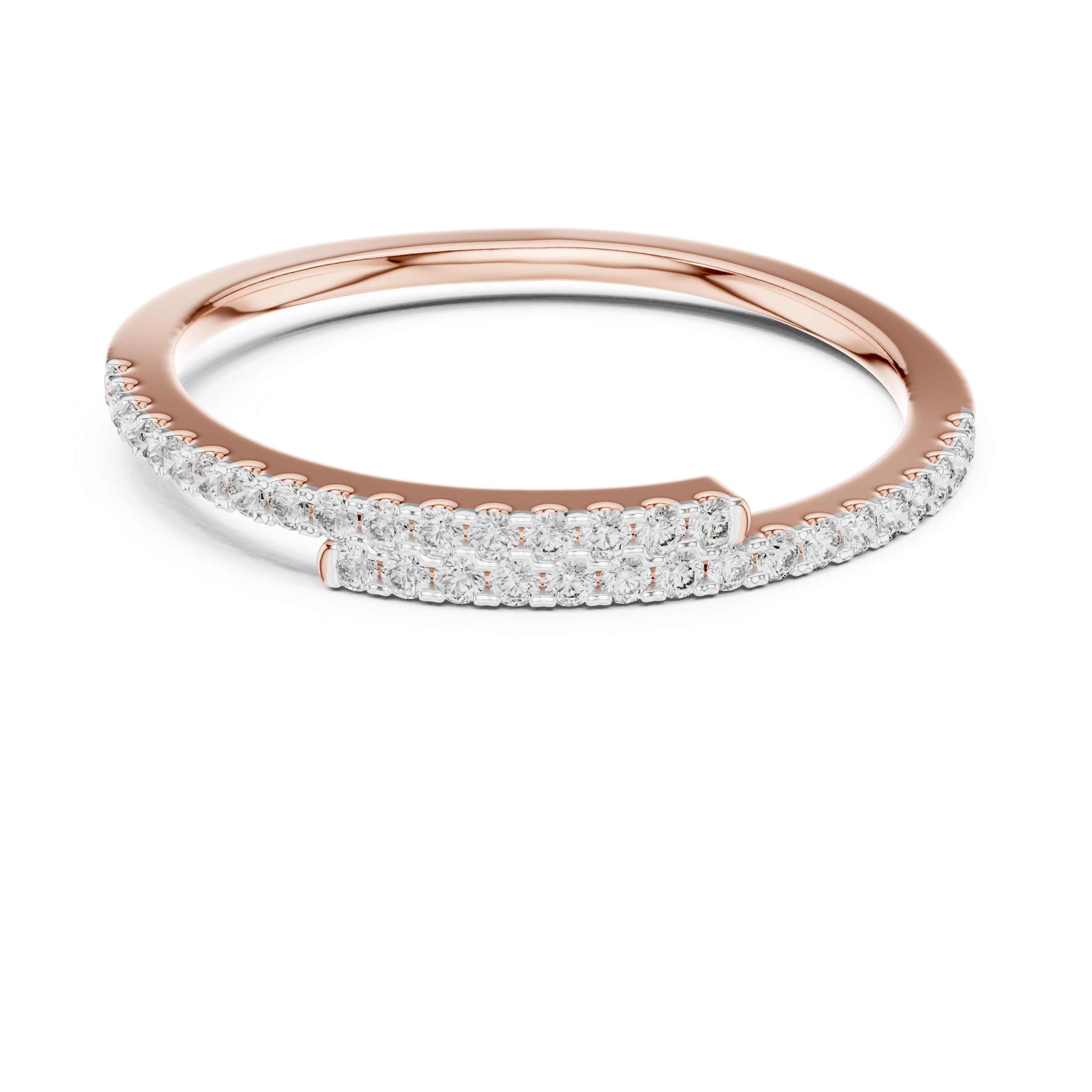 Double Row Pavé Half Eternity Minimal Ring