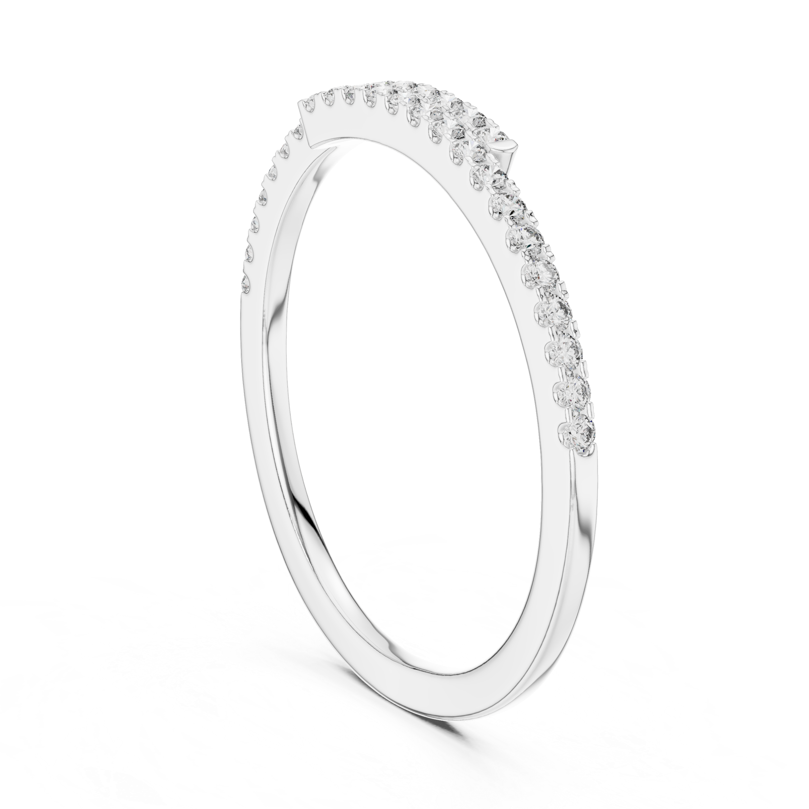 Double Row Pavé Half Eternity Minimal Ring