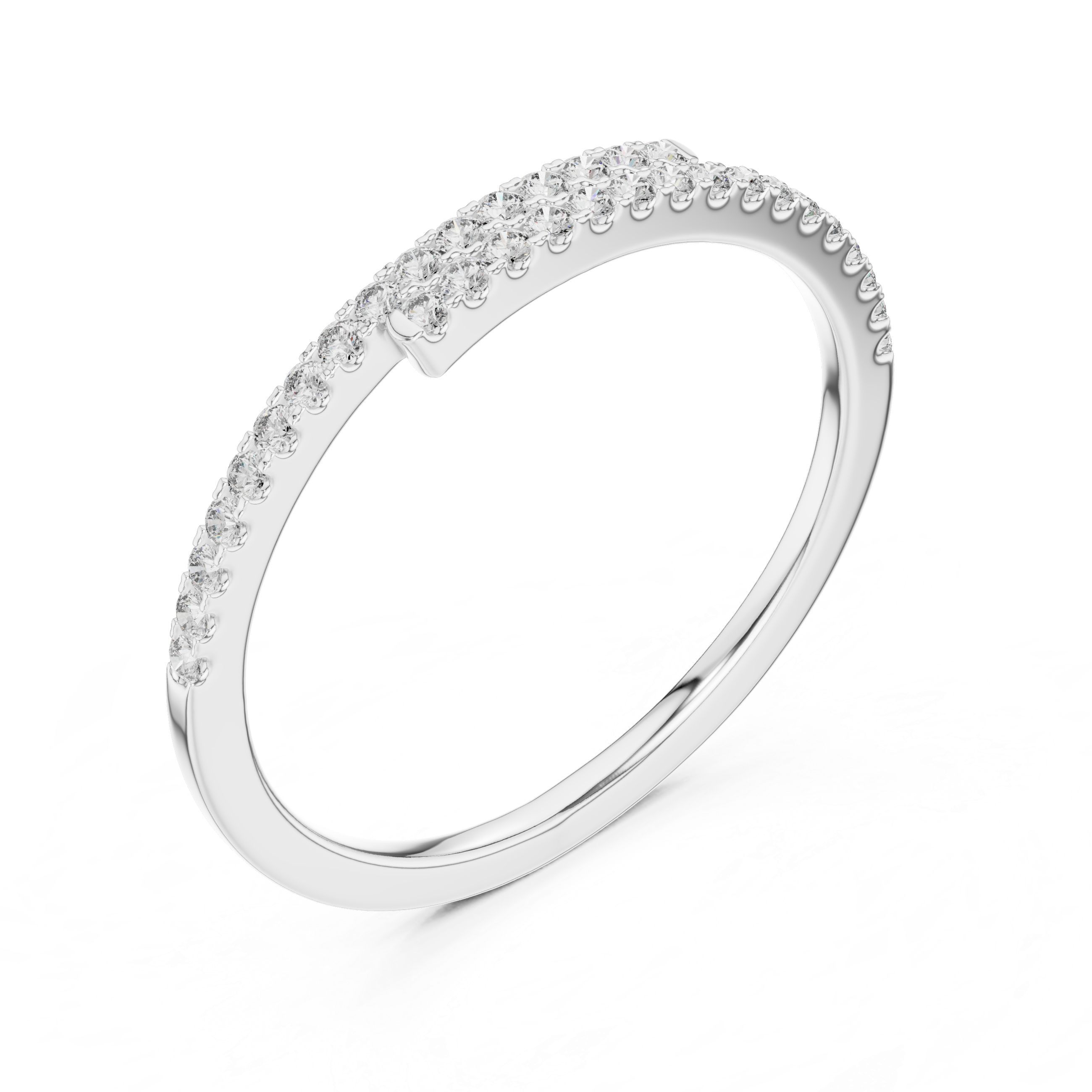 Double Row Pavé Half Eternity Minimal Ring