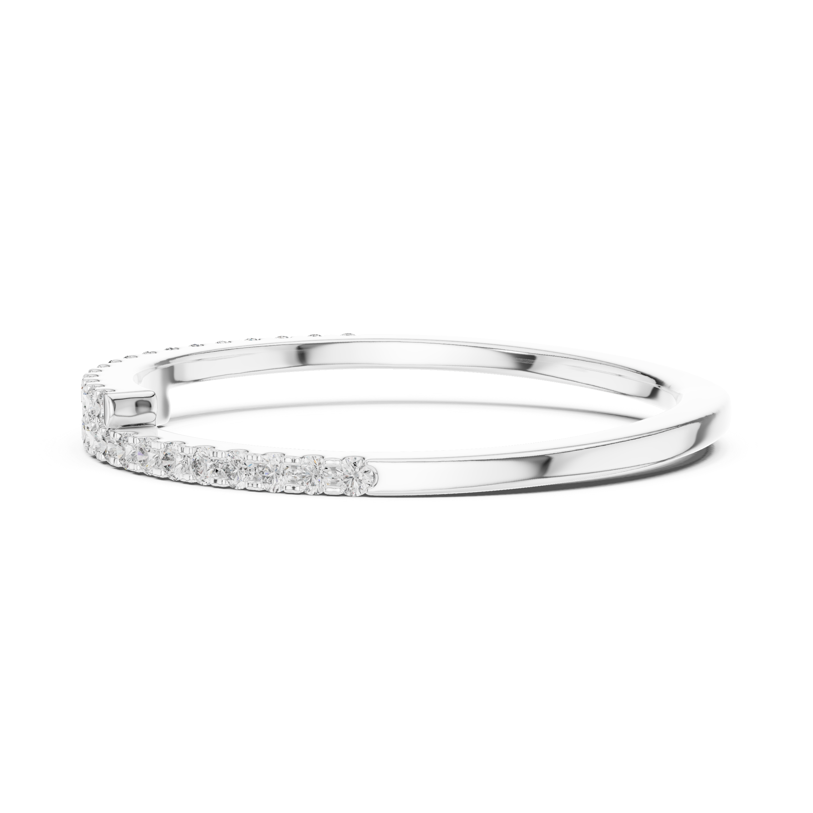 Double Row Pavé Half Eternity Minimal Ring