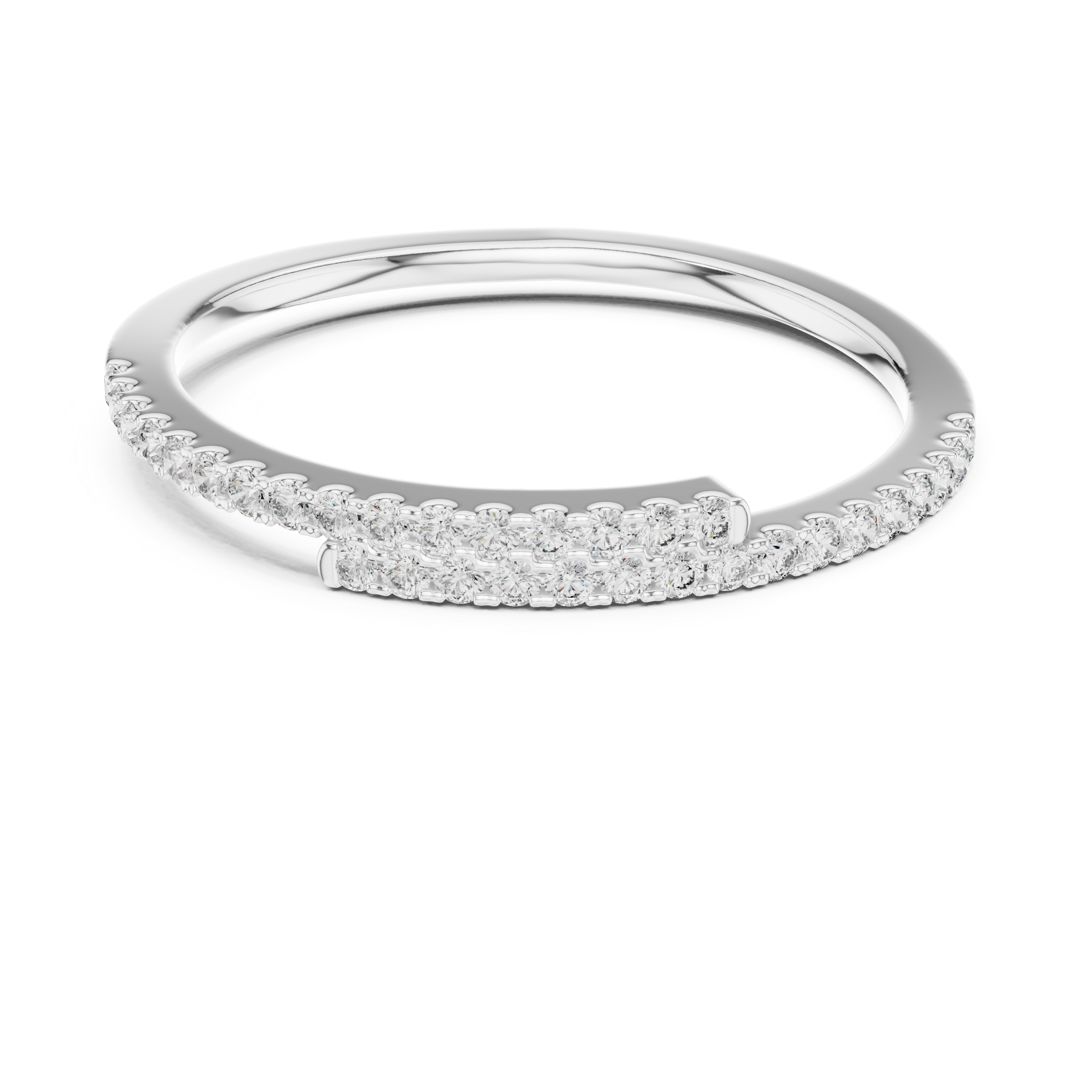 Double Row Pavé Half Eternity Minimal Ring