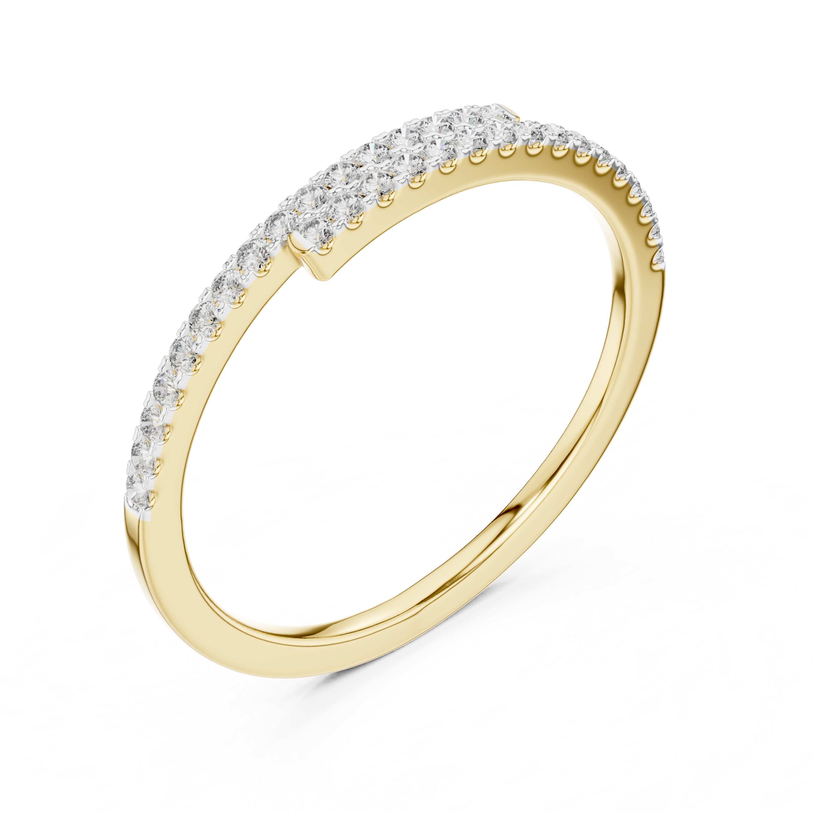 Double Row Pavé Half Eternity Minimal Ring