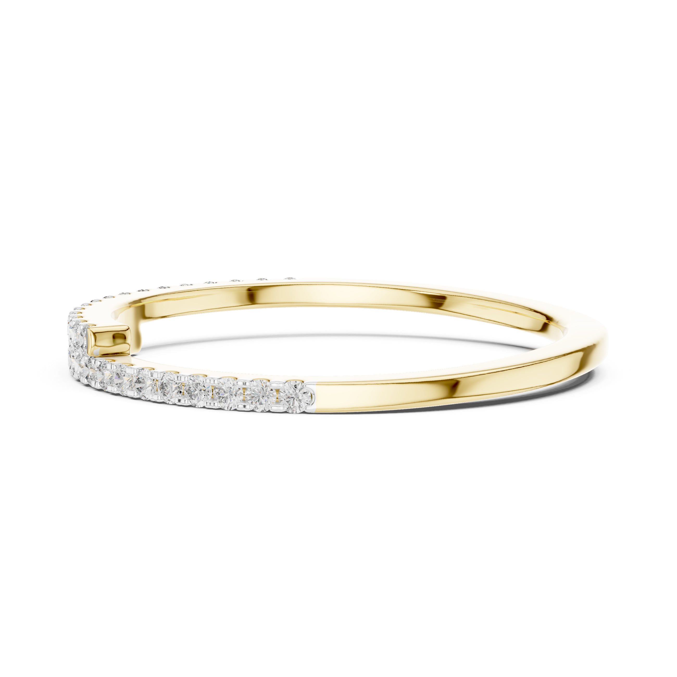 Double Row Pavé Half Eternity Minimal Ring