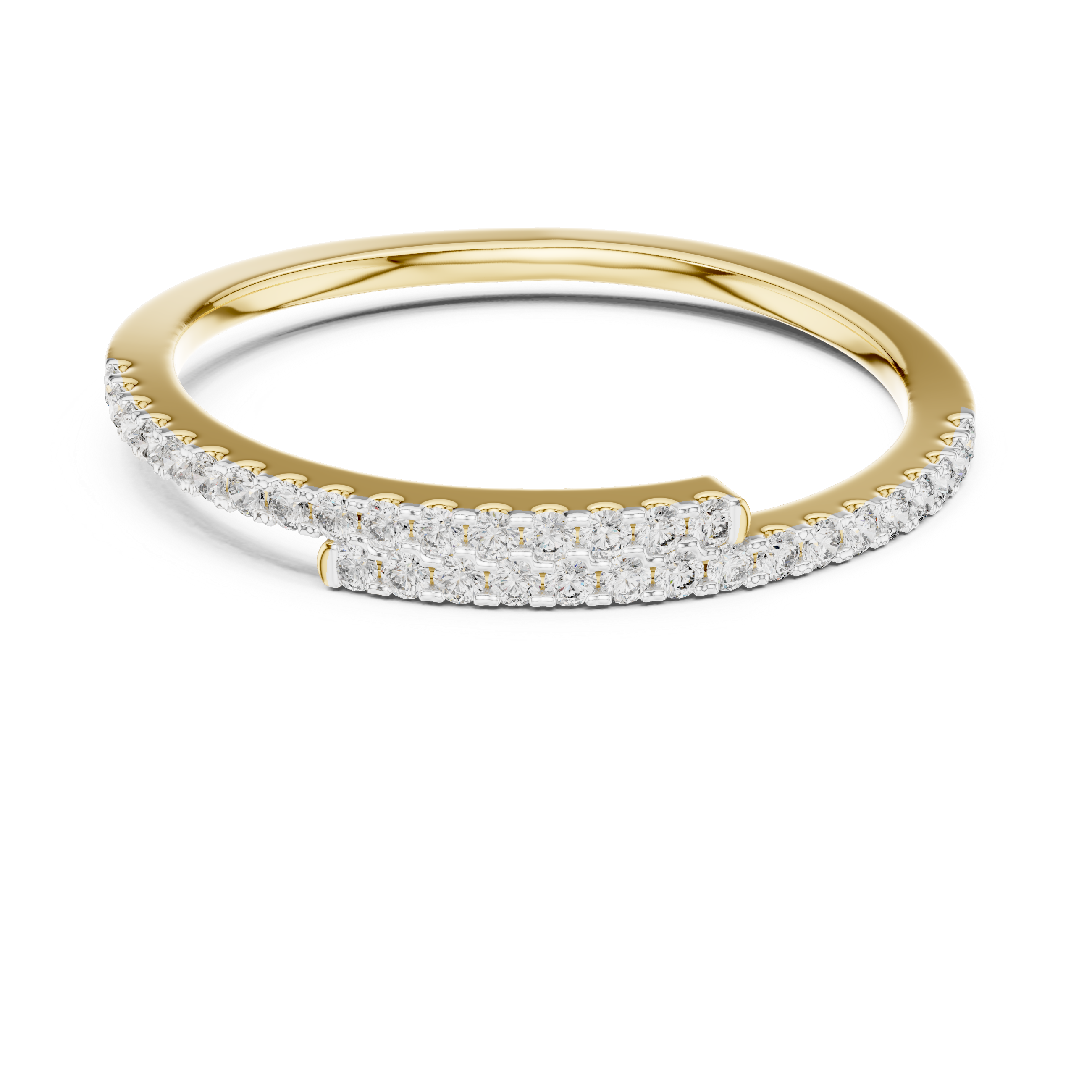 Double Row Pavé Half Eternity Minimal Ring