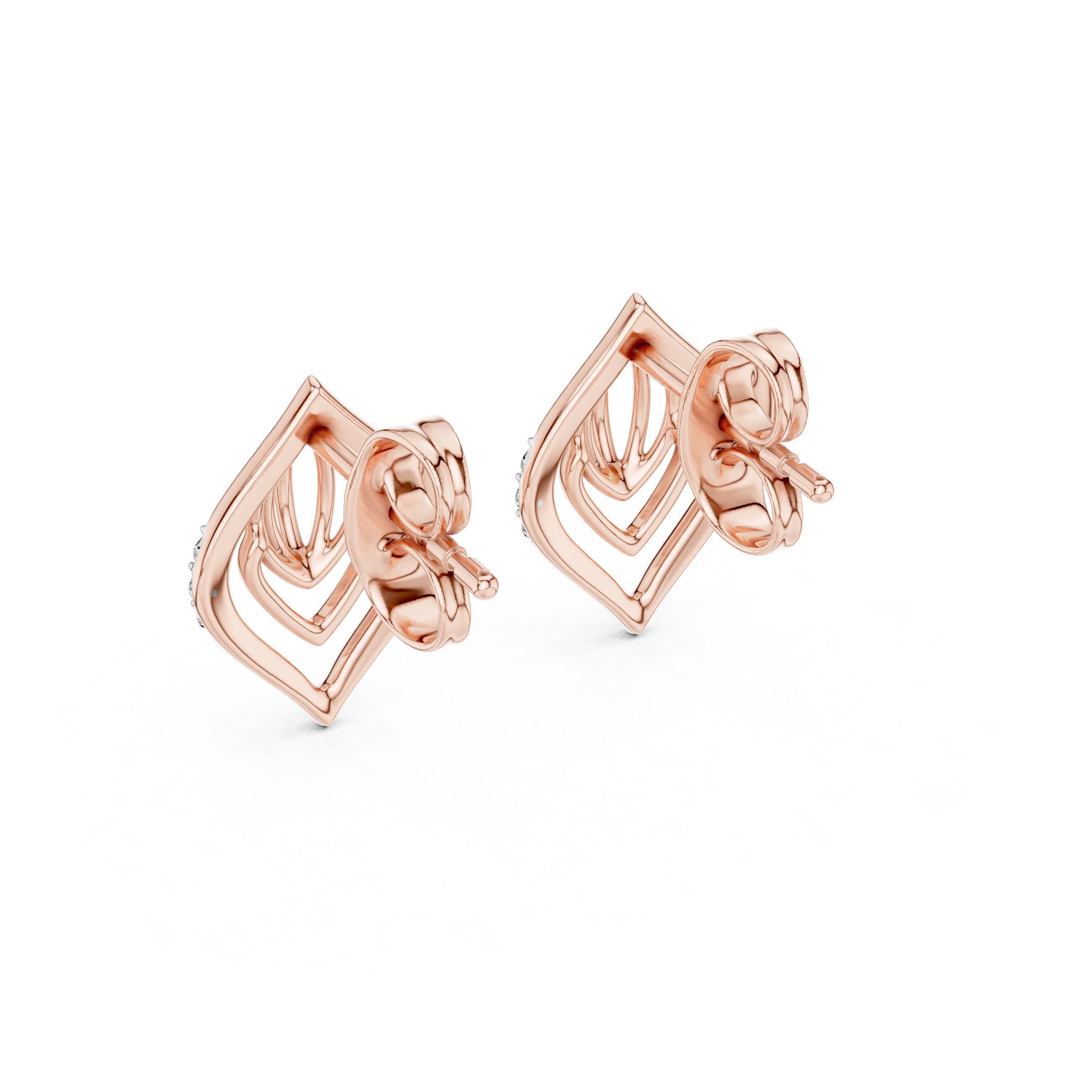 Geometric Diamond Accent Drop Stud Earrings
