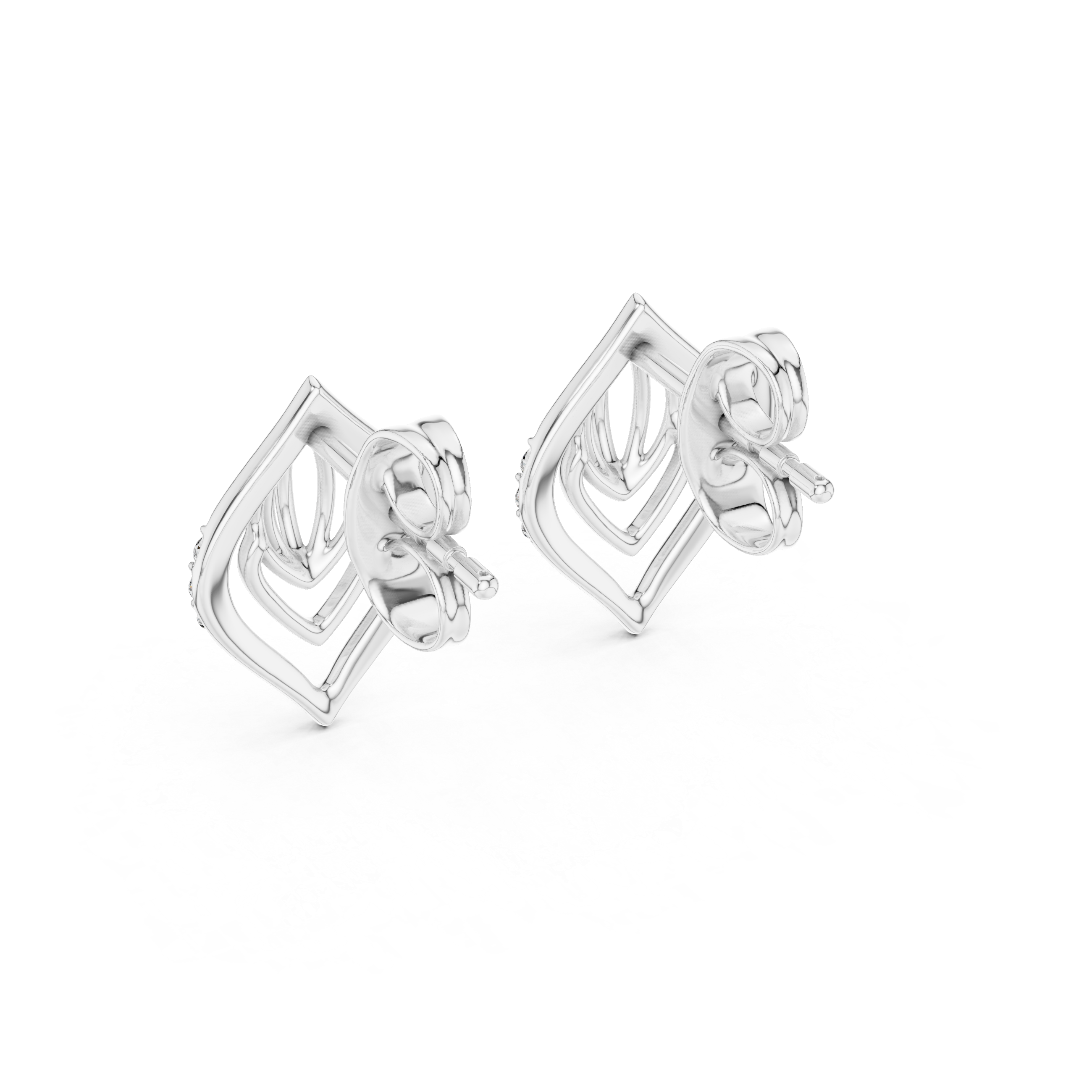 Geometric Diamond Accent Drop Stud Earrings