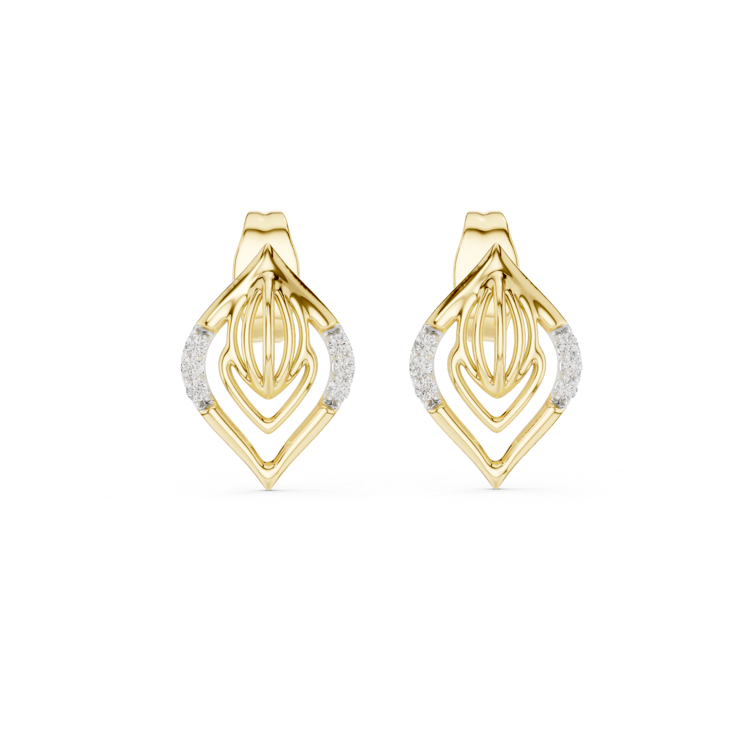 Geometric Diamond Accent Drop Stud Earrings