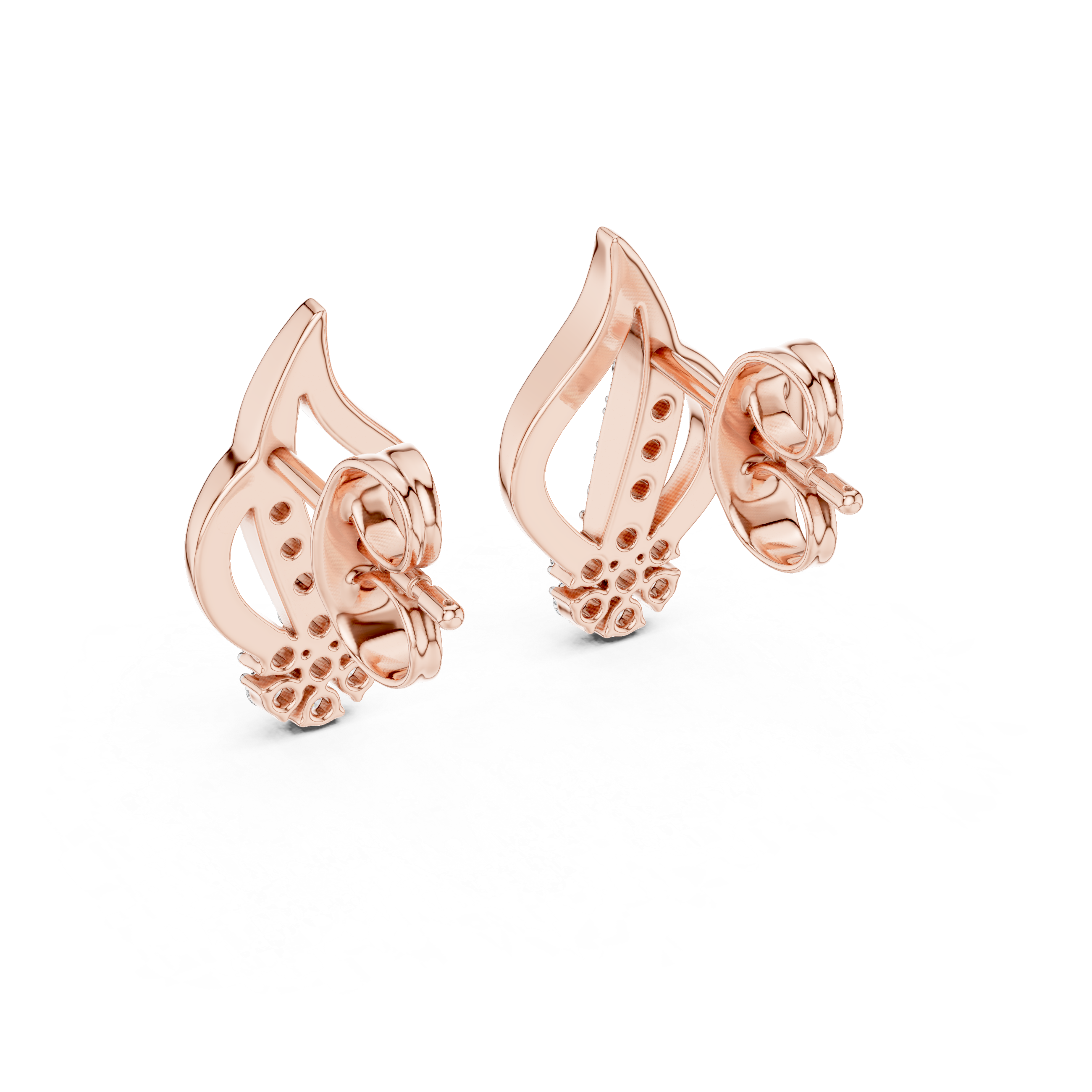 Flame Drop Diamond Stud Earrings