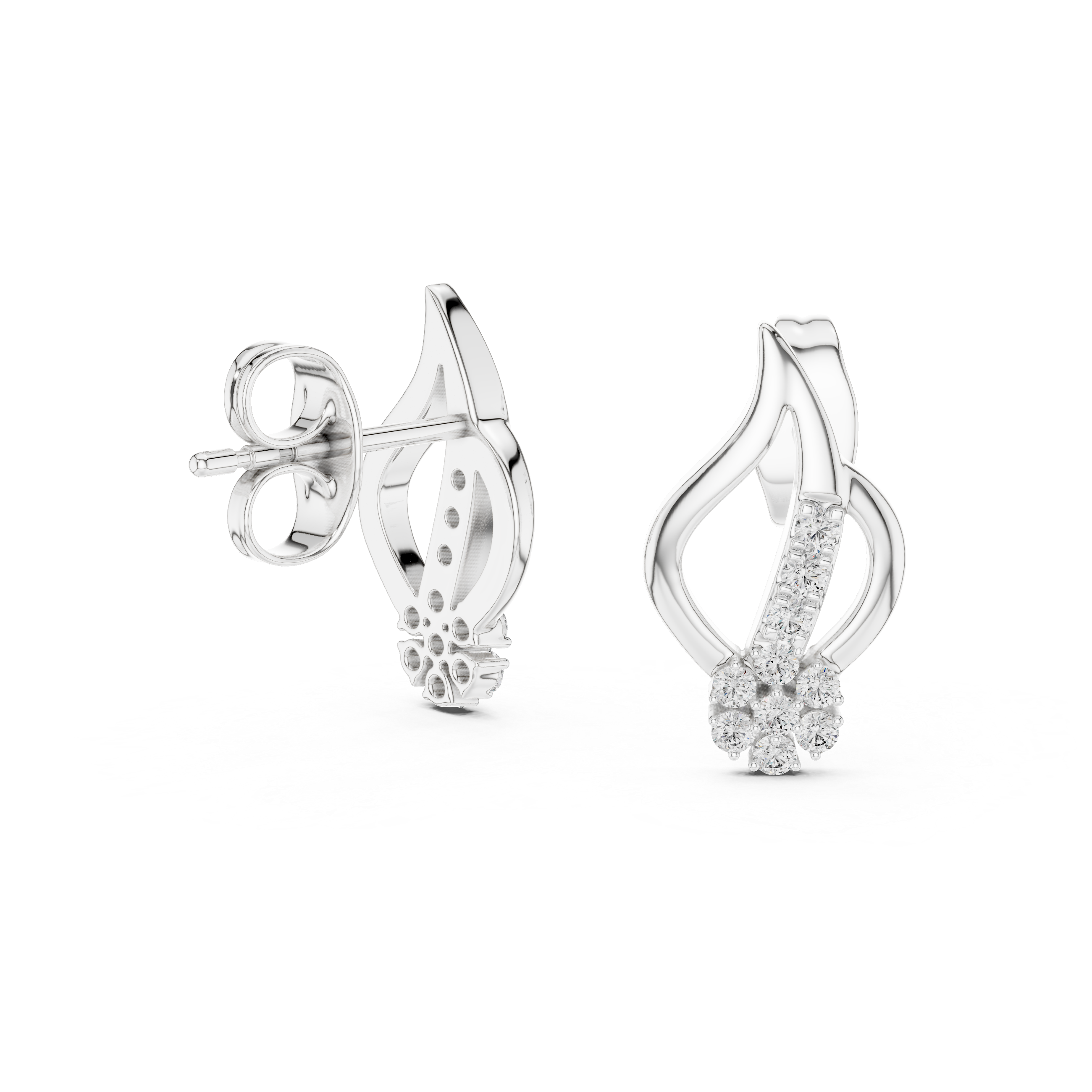 Flame Drop Diamond Stud Earrings