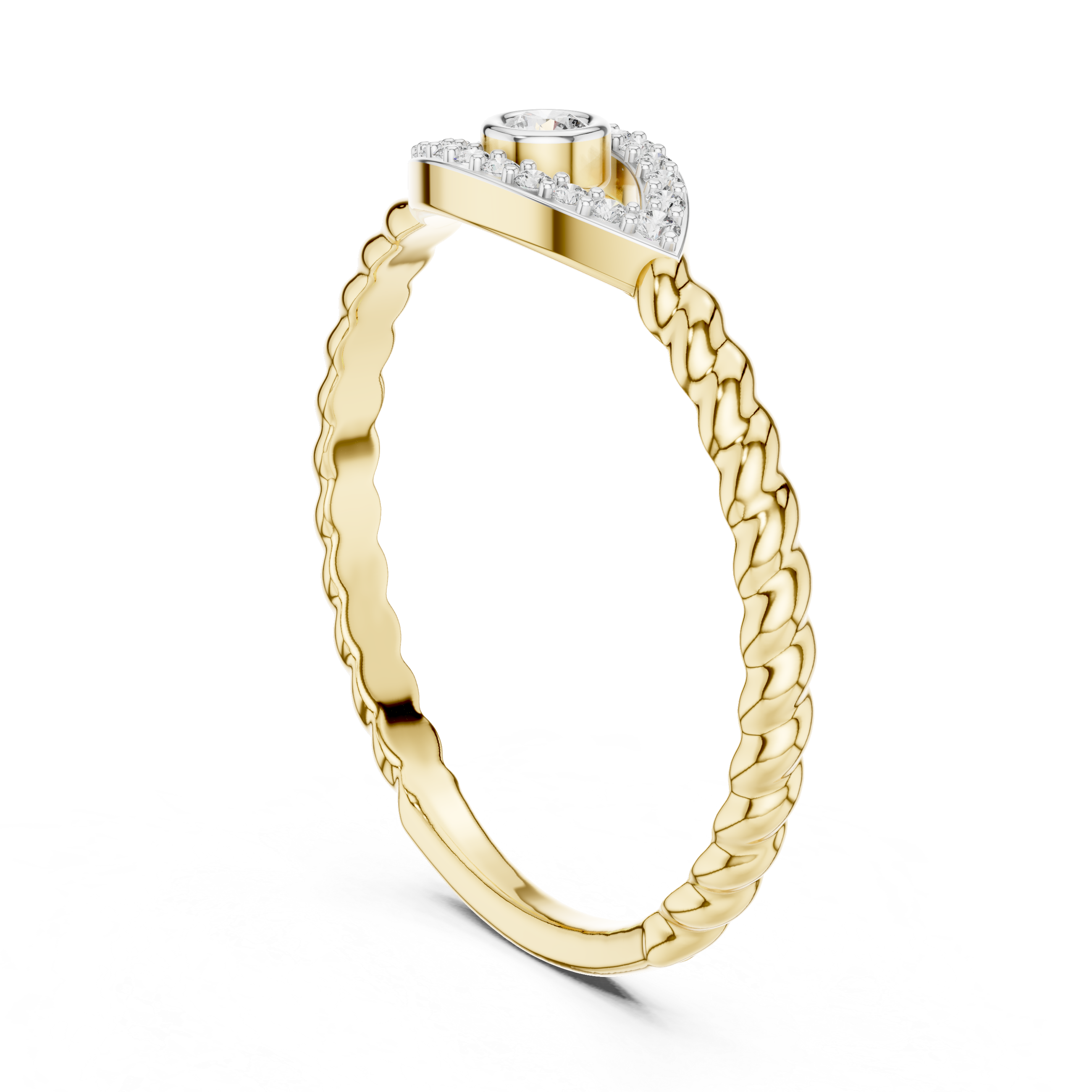 Evil Eye Diamond Ring with Twisted Band