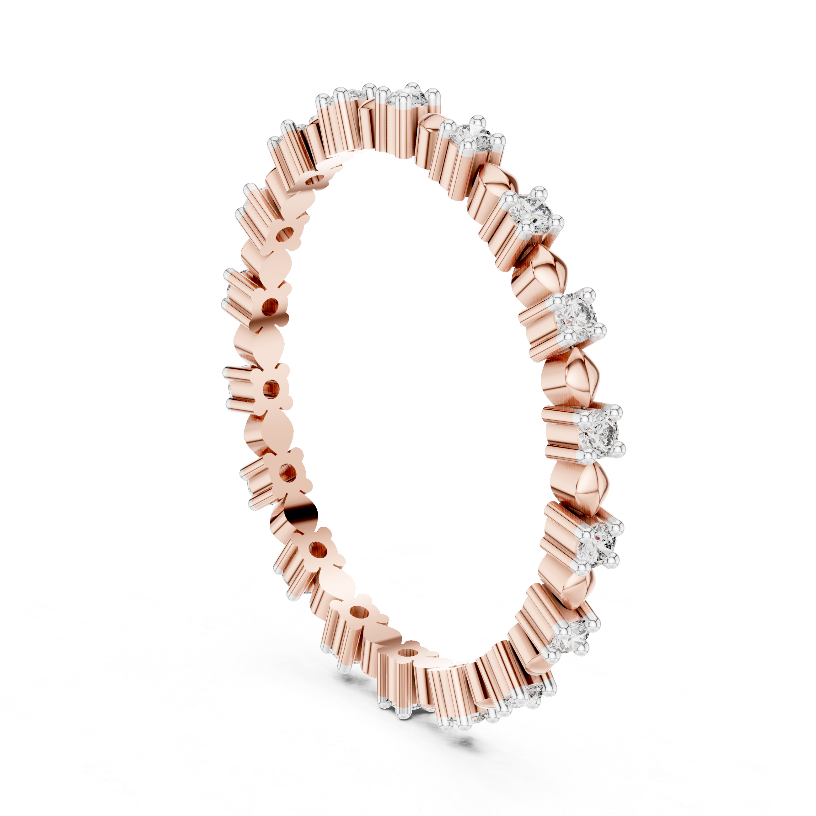 Full Eternity Diamond Band with Geometric Accents