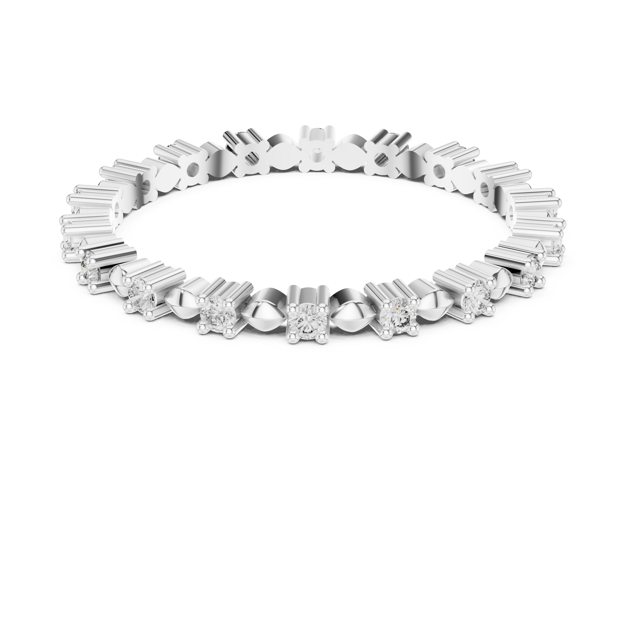 Full Eternity Diamond Band with Geometric Accents