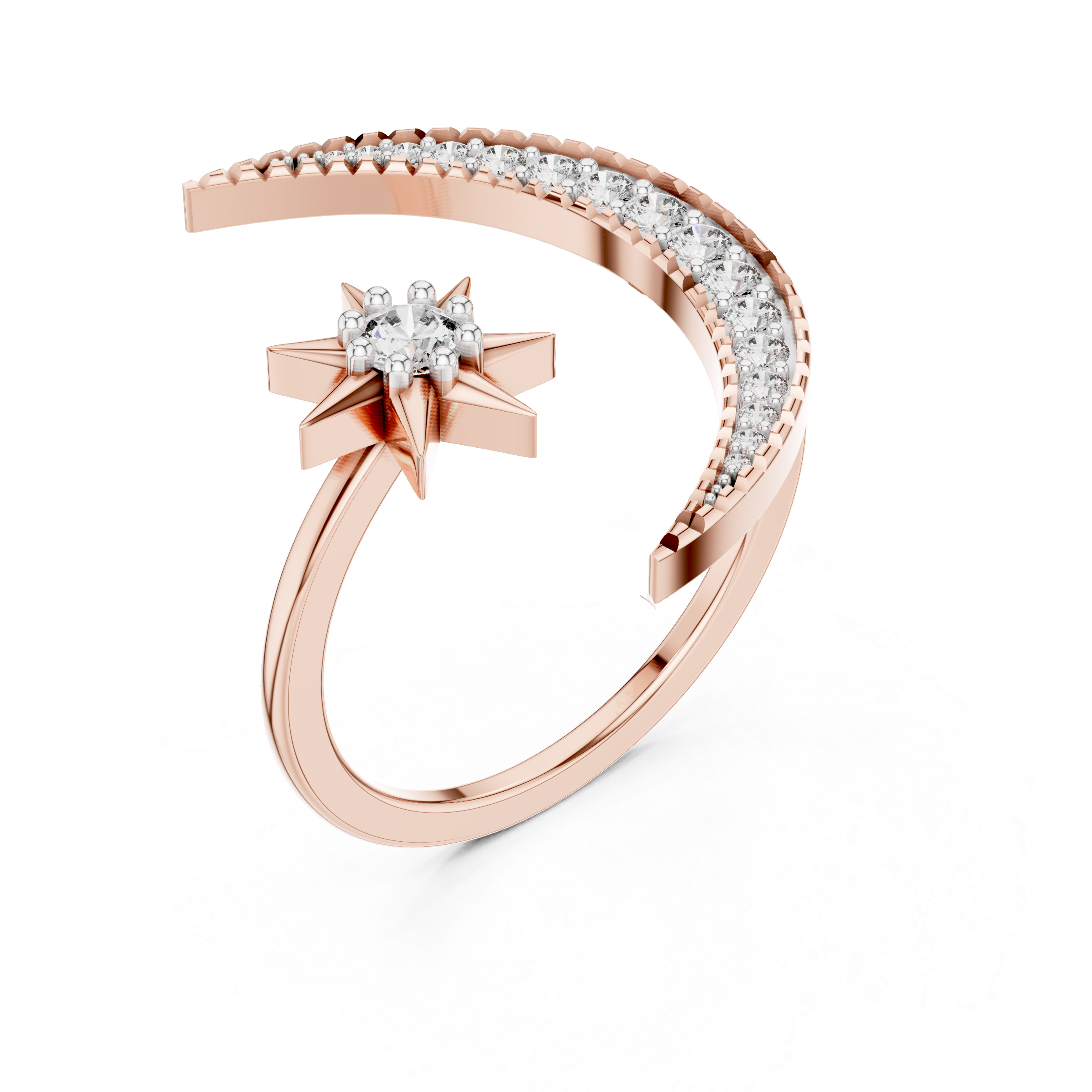 Celestial Moon & Star Diamond Ring