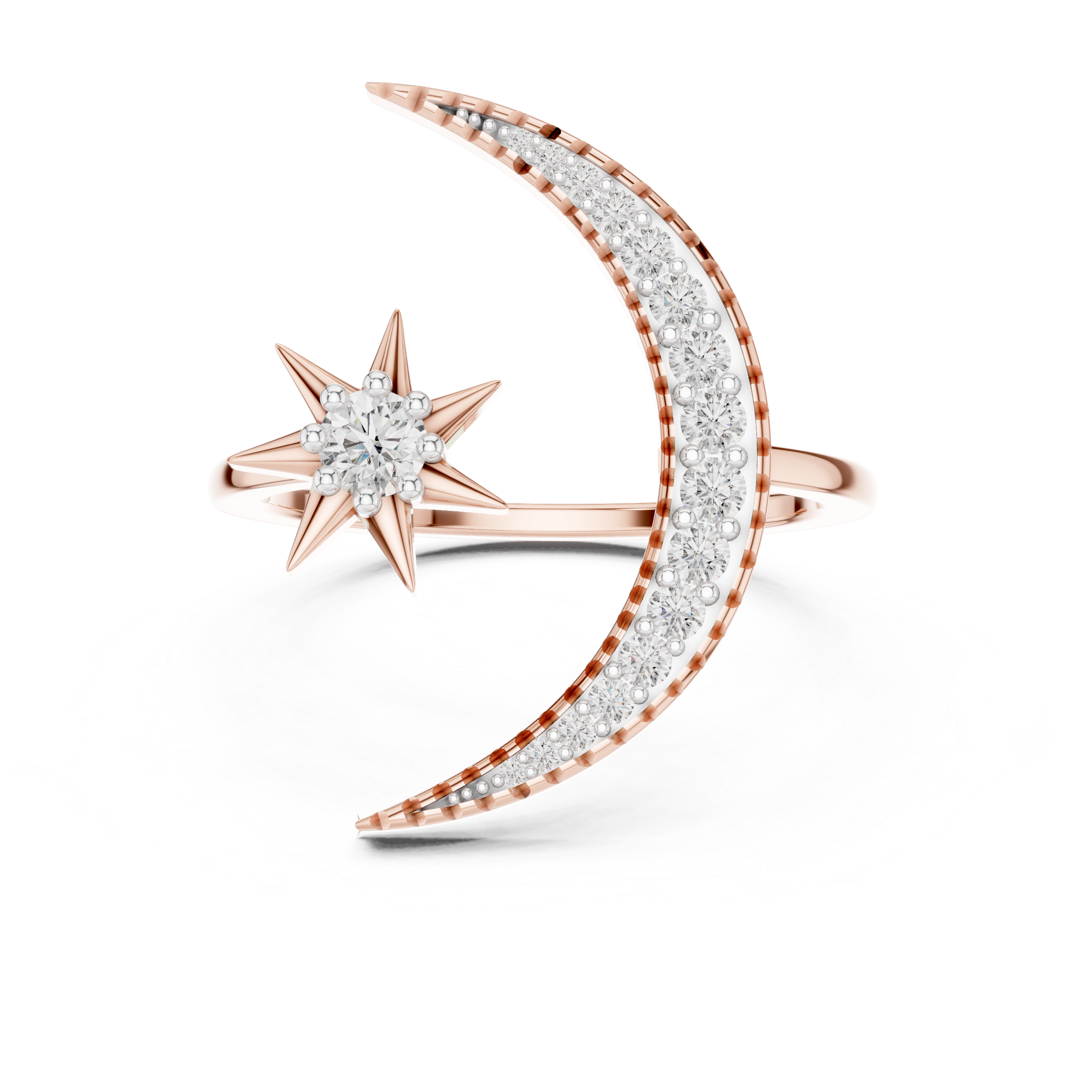 Celestial Moon & Star Diamond Ring
