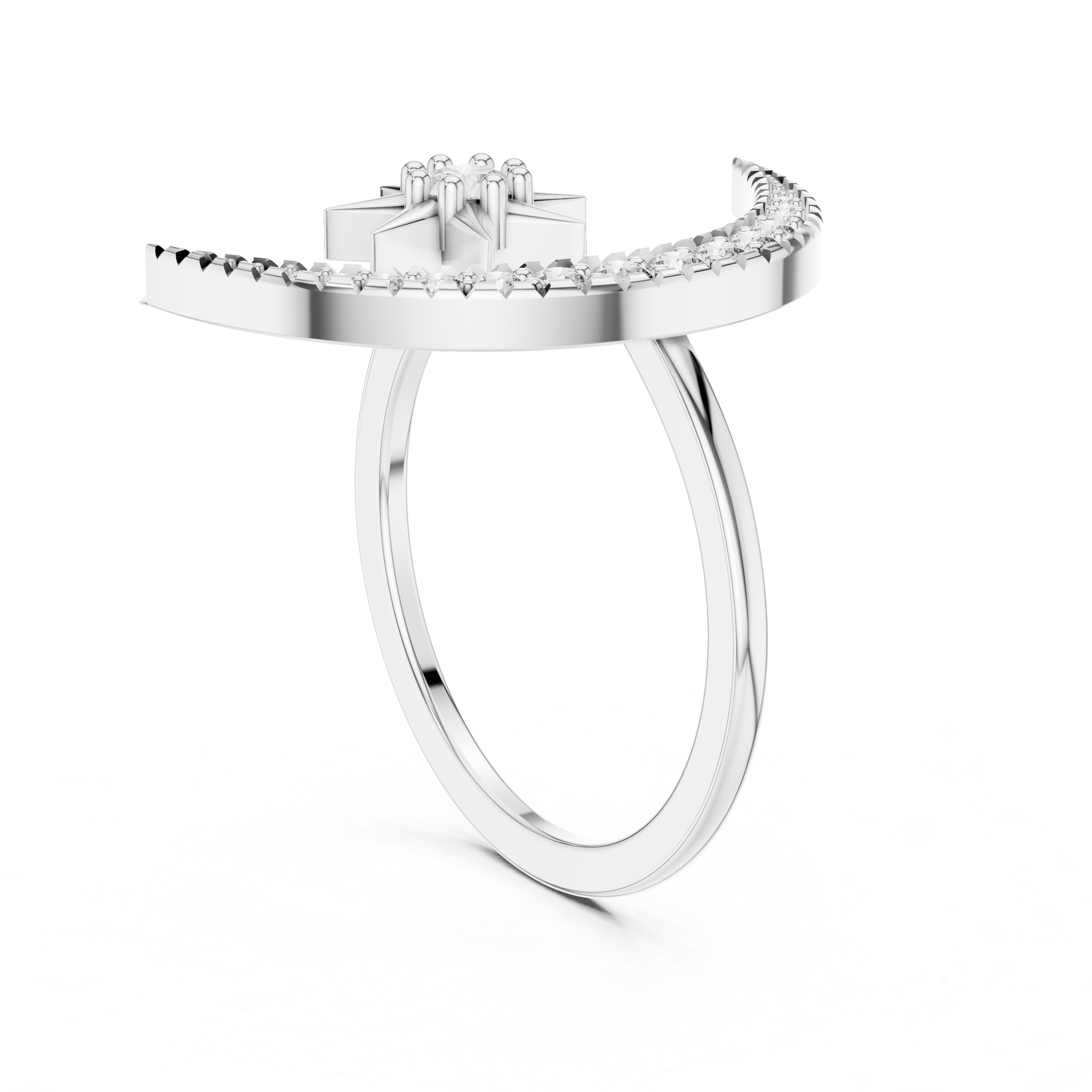 Celestial Moon & Star Diamond Ring