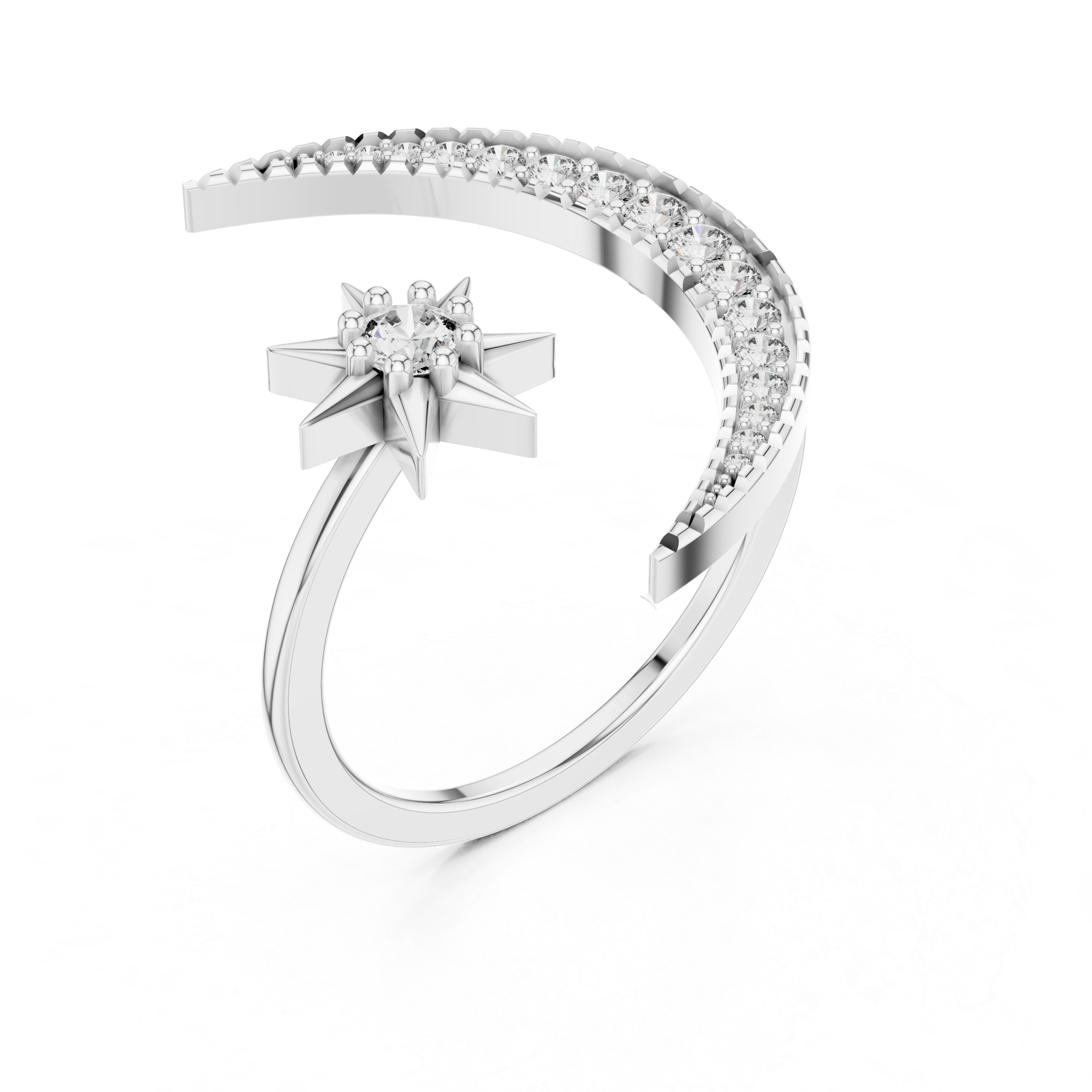 Celestial Moon & Star Diamond Ring