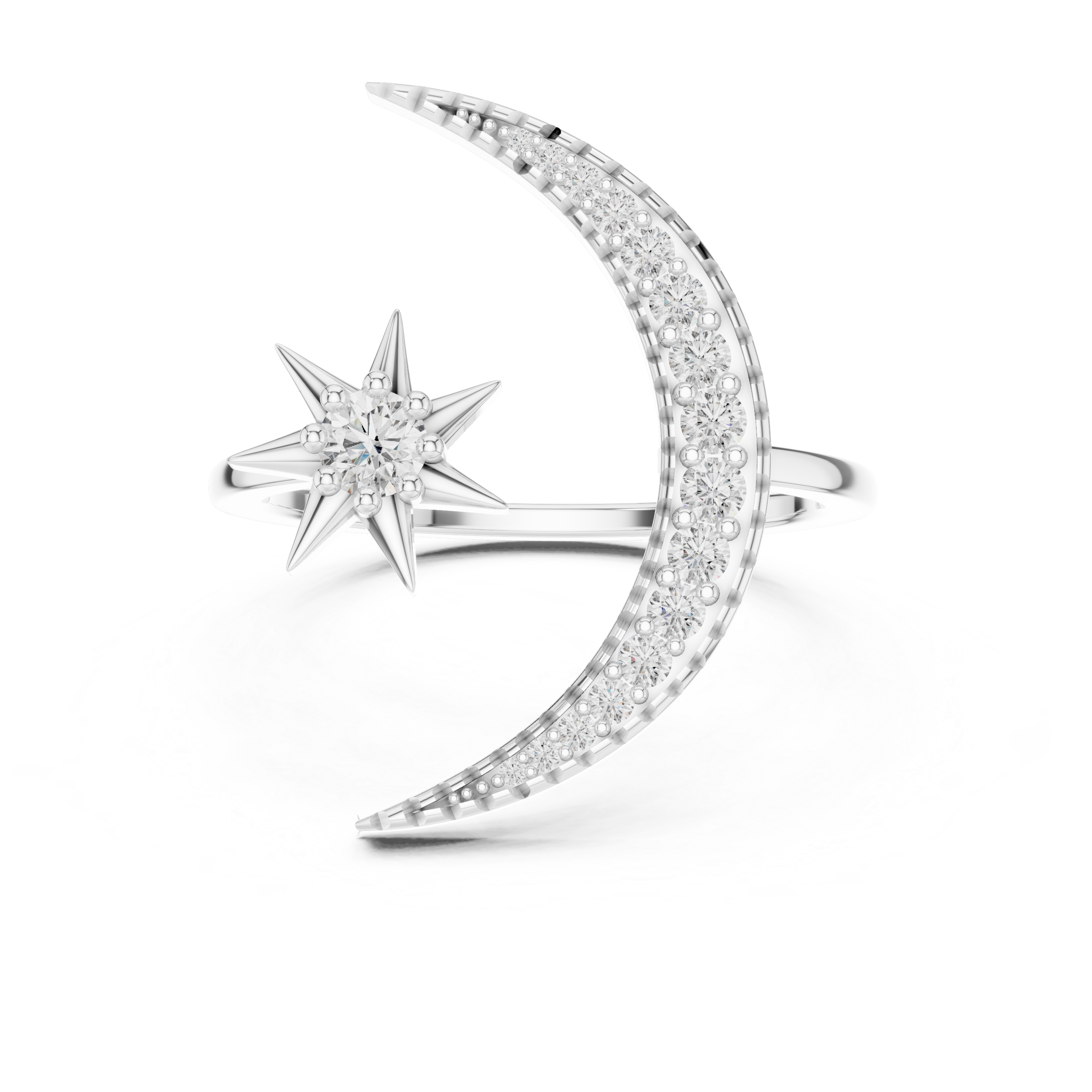 Celestial Moon & Star Diamond Ring