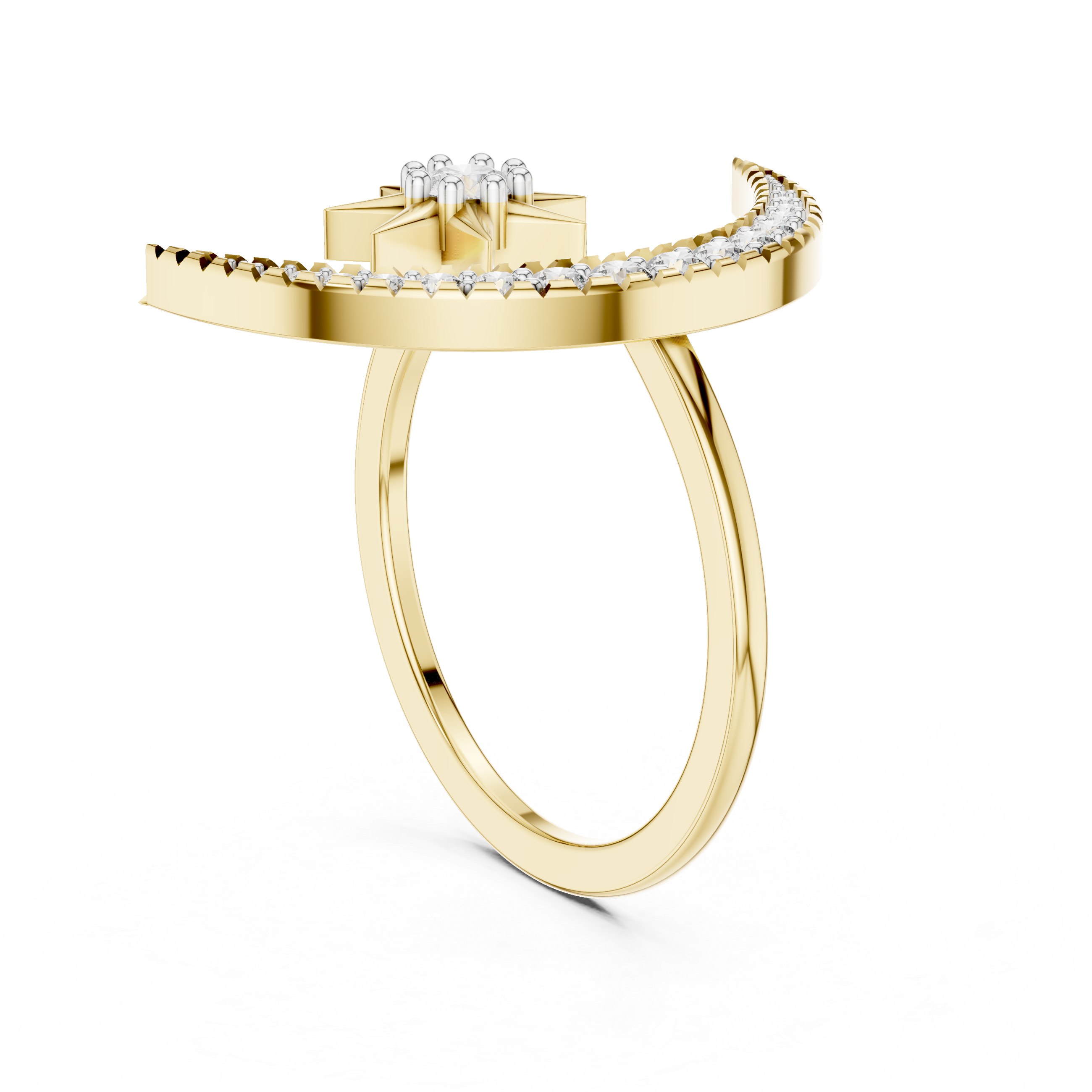 Celestial Moon & Star Diamond Ring