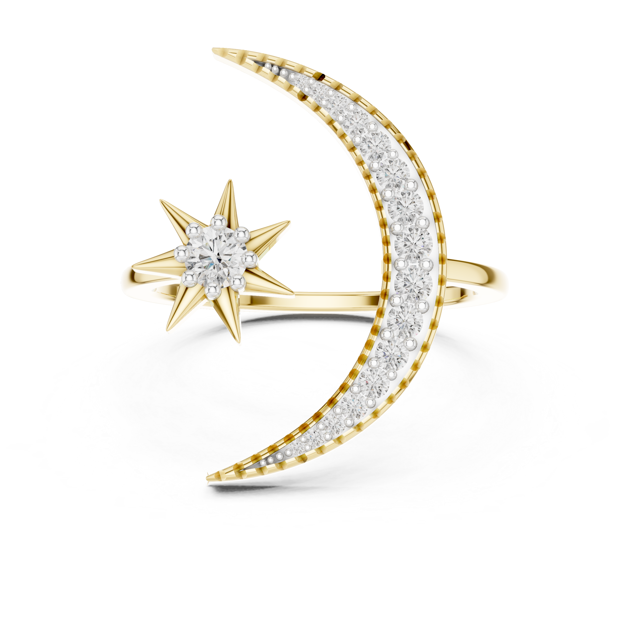Celestial Moon & Star Diamond Ring