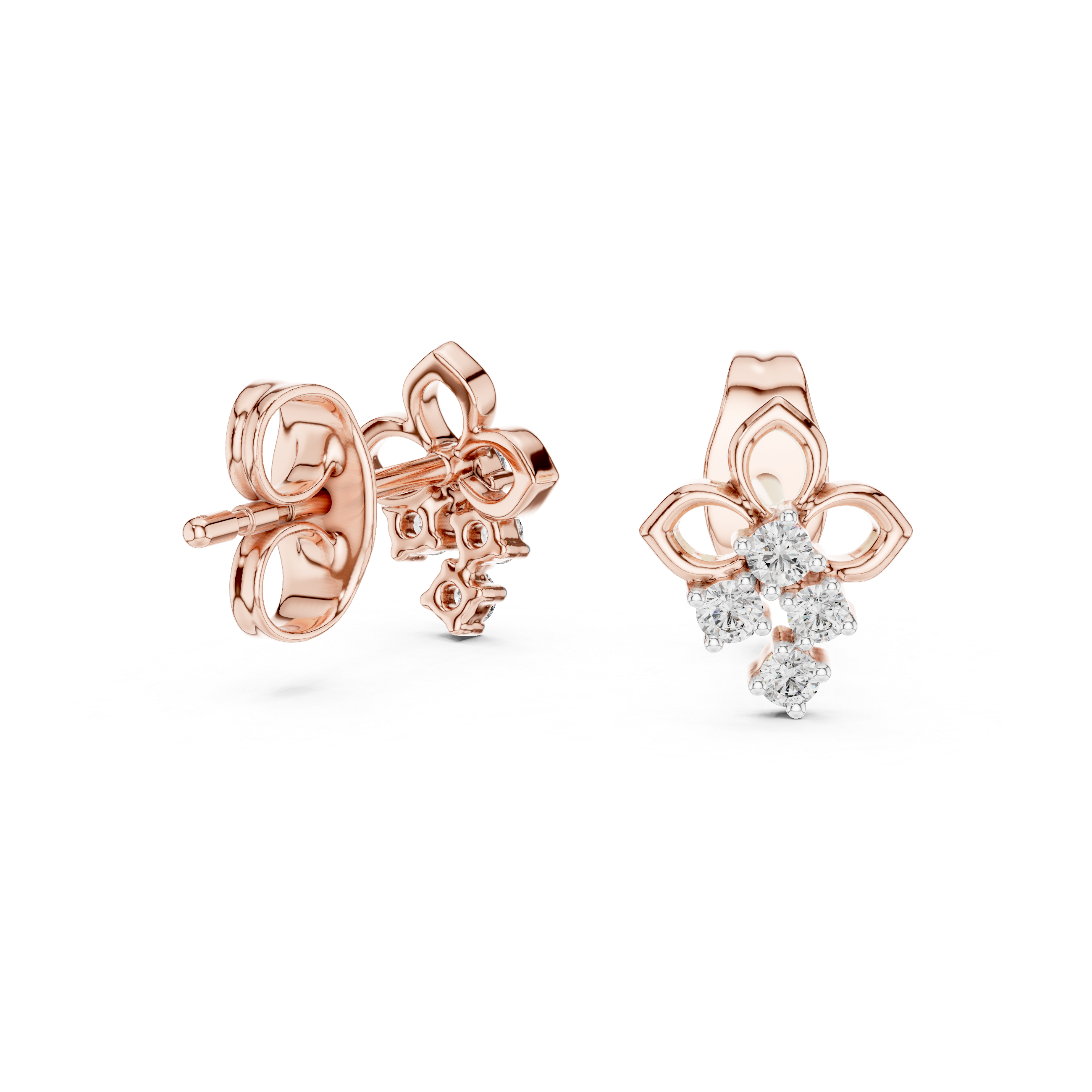 Floral Drop Diamond Stud Earrings
