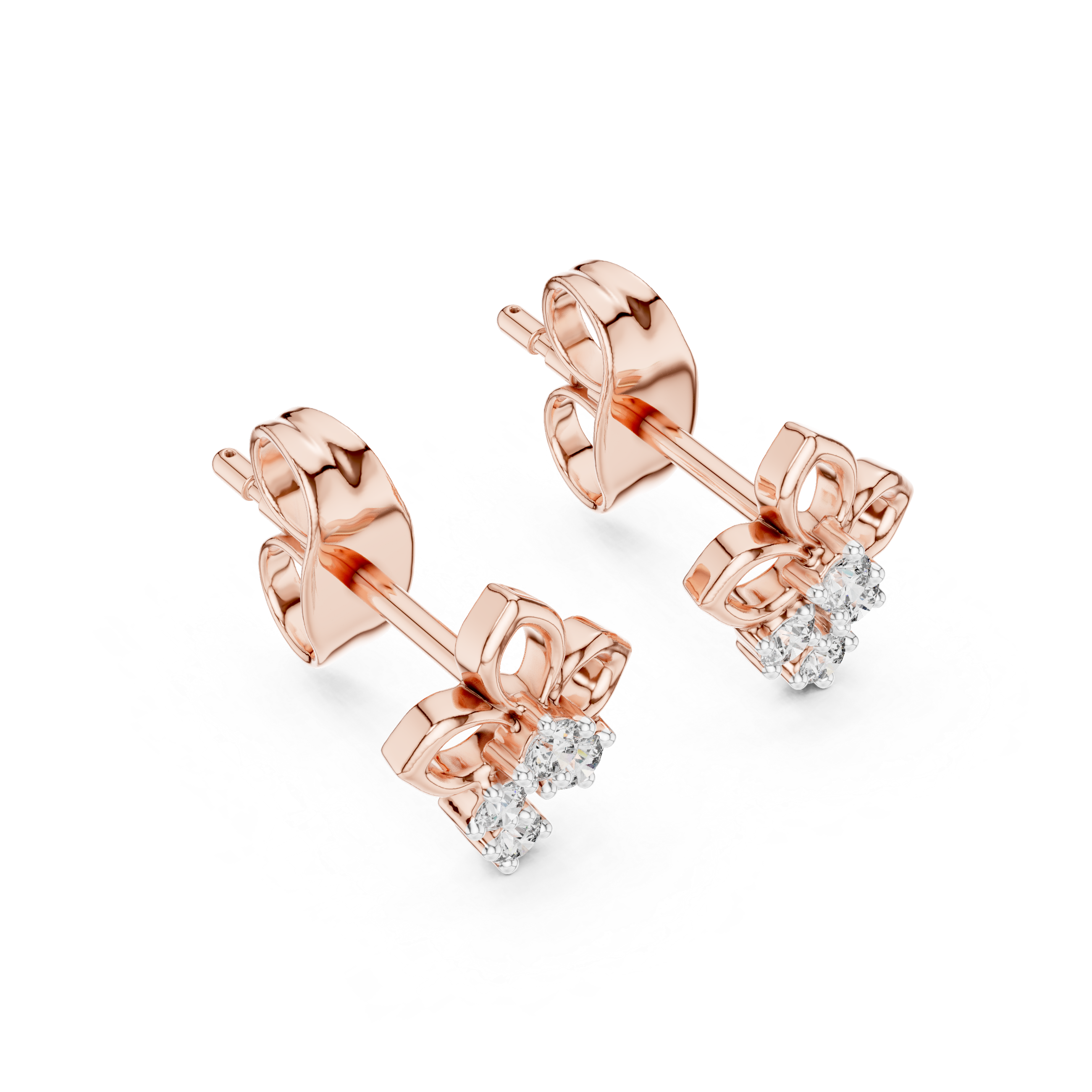 Floral Drop Diamond Stud Earrings