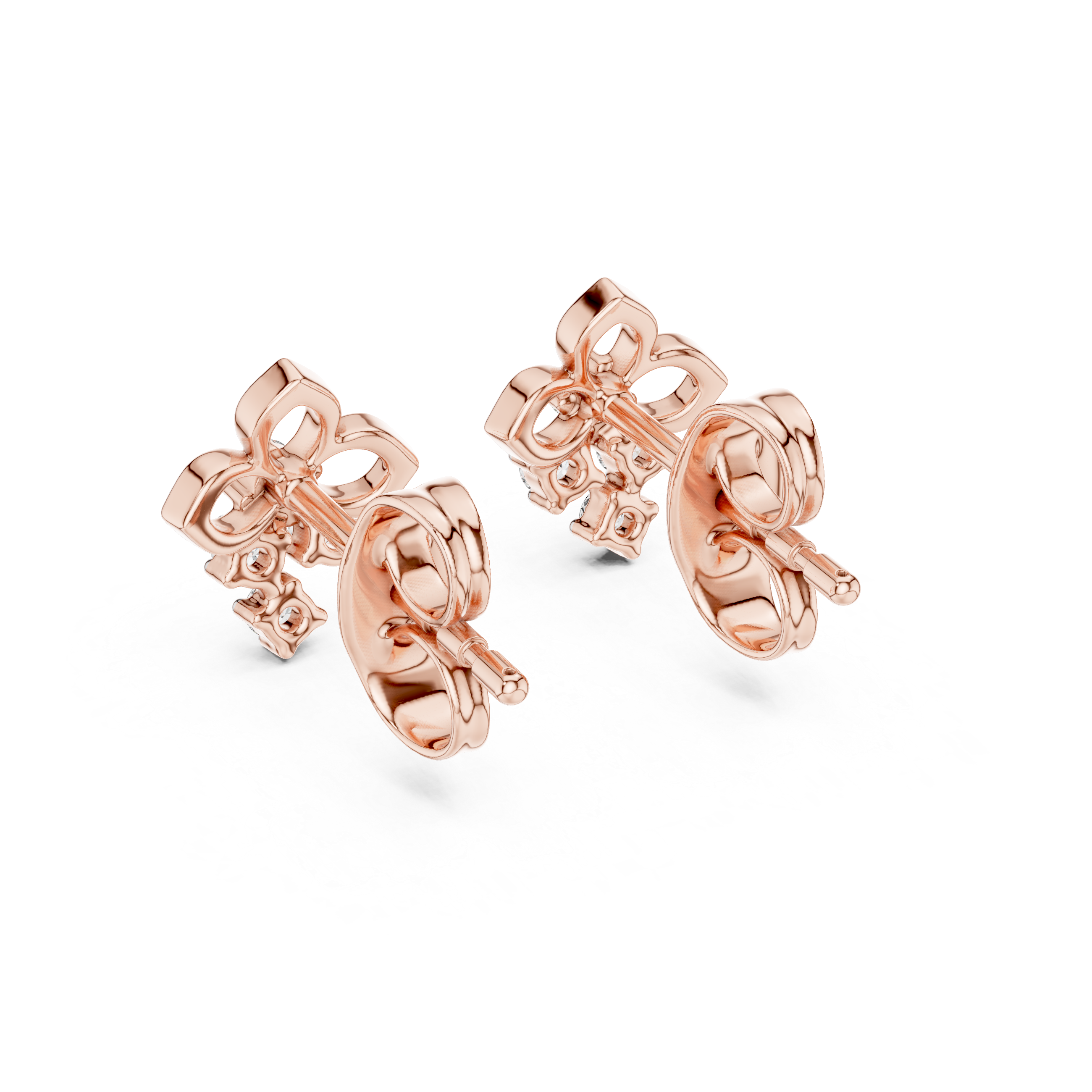 Floral Drop Diamond Stud Earrings