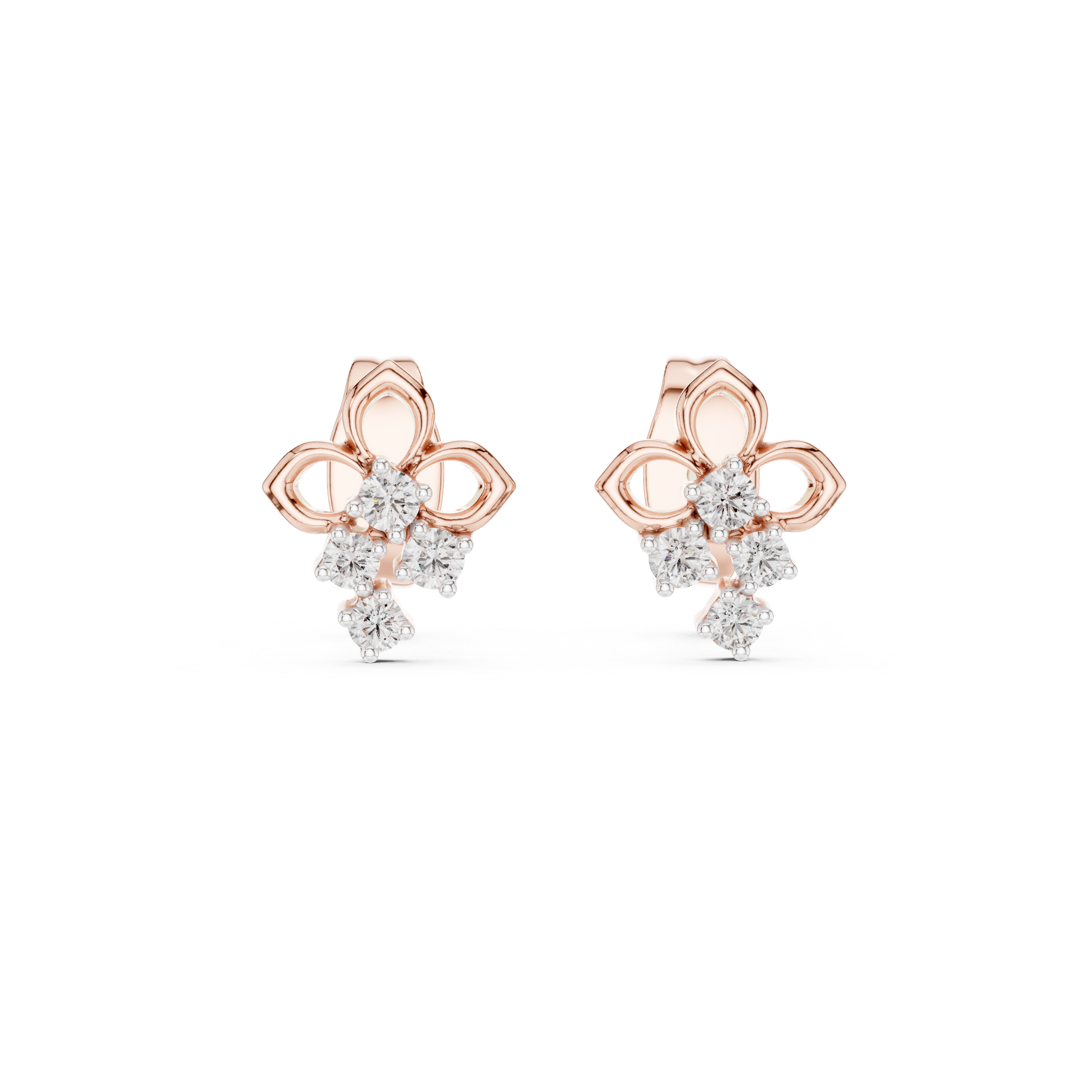 Floral Drop Diamond Stud Earrings