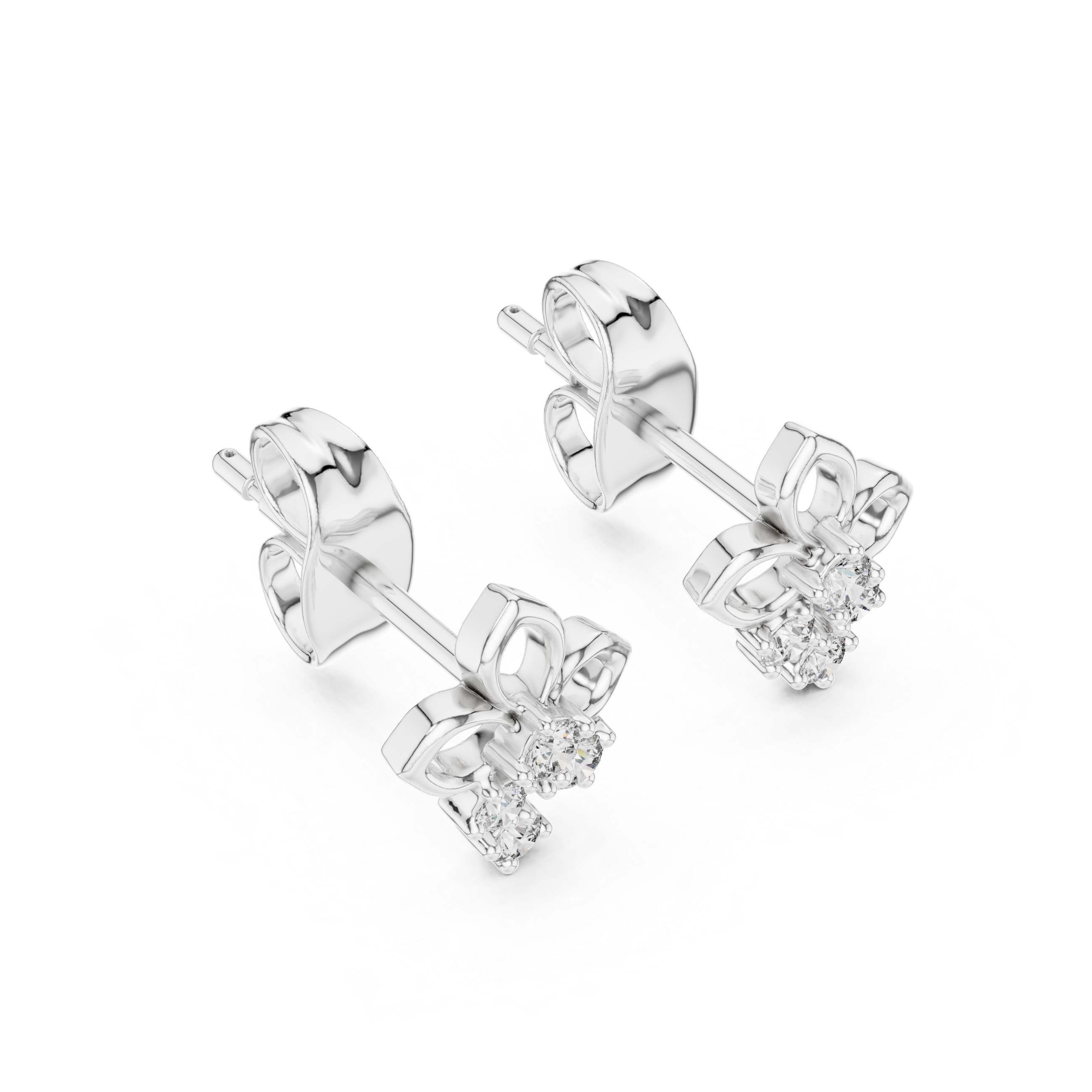 Floral Drop Diamond Stud Earrings