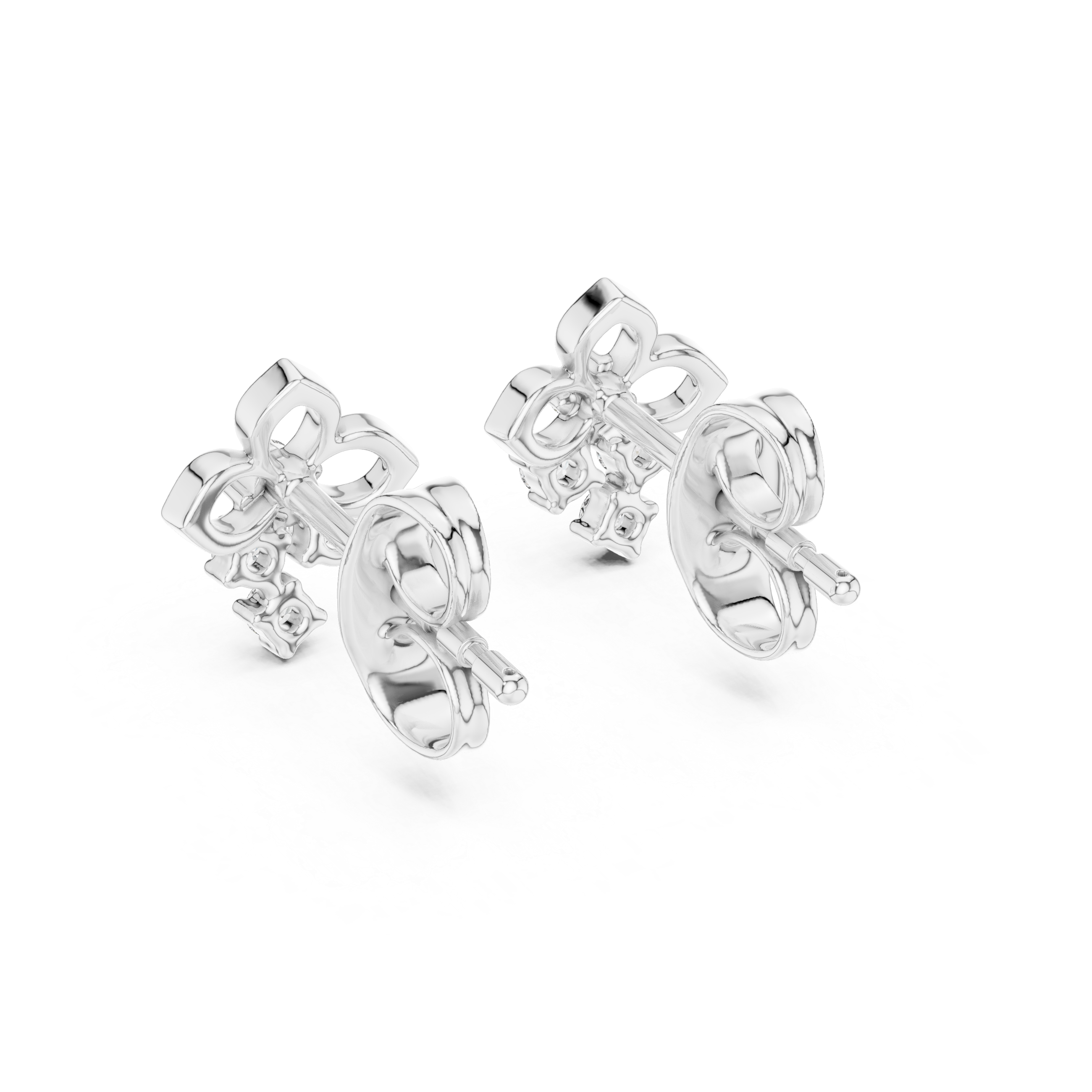 Floral Drop Diamond Stud Earrings