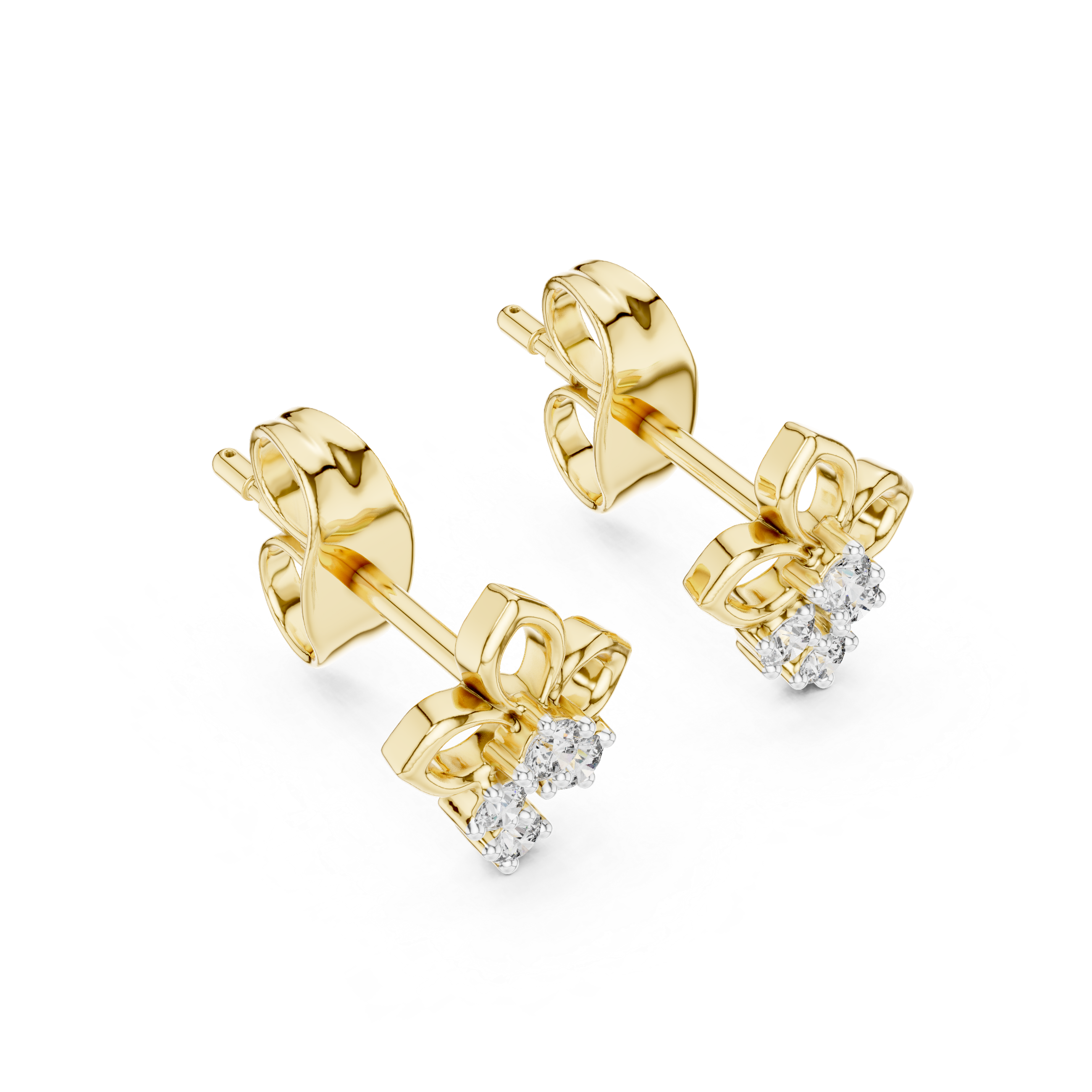 Floral Drop Diamond Stud Earrings