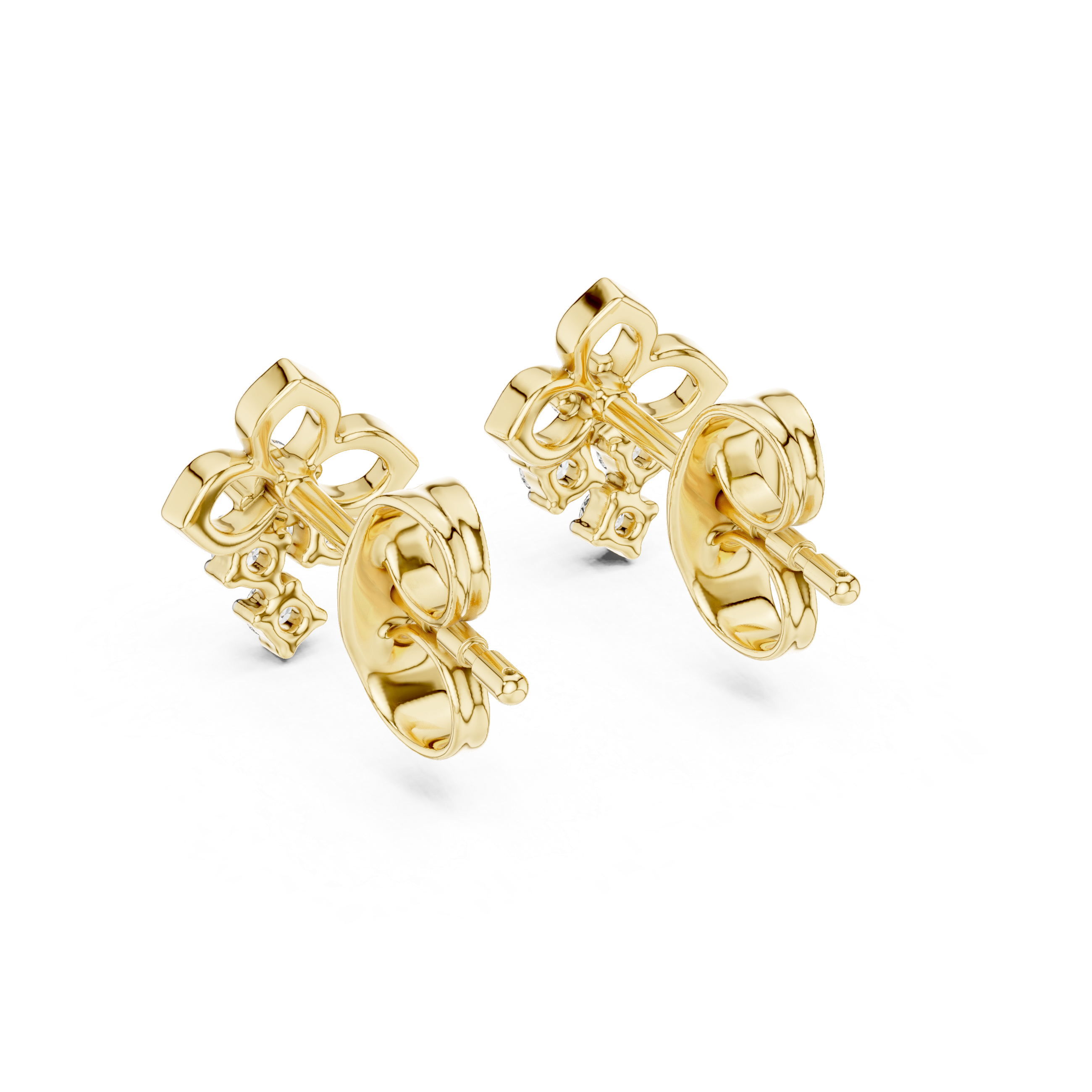 Floral Drop Diamond Stud Earrings