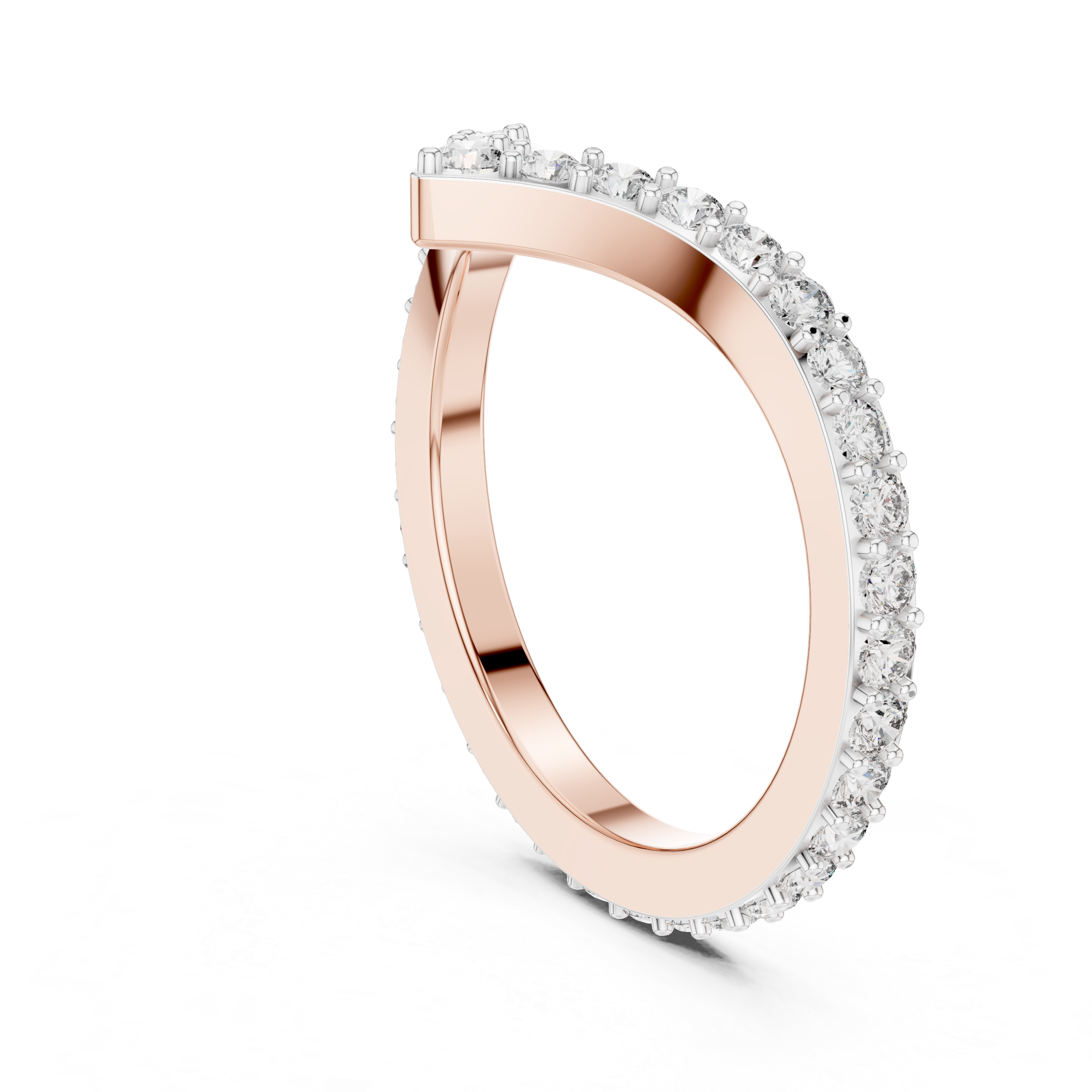 V-Shaped Pavé Diamond Ring