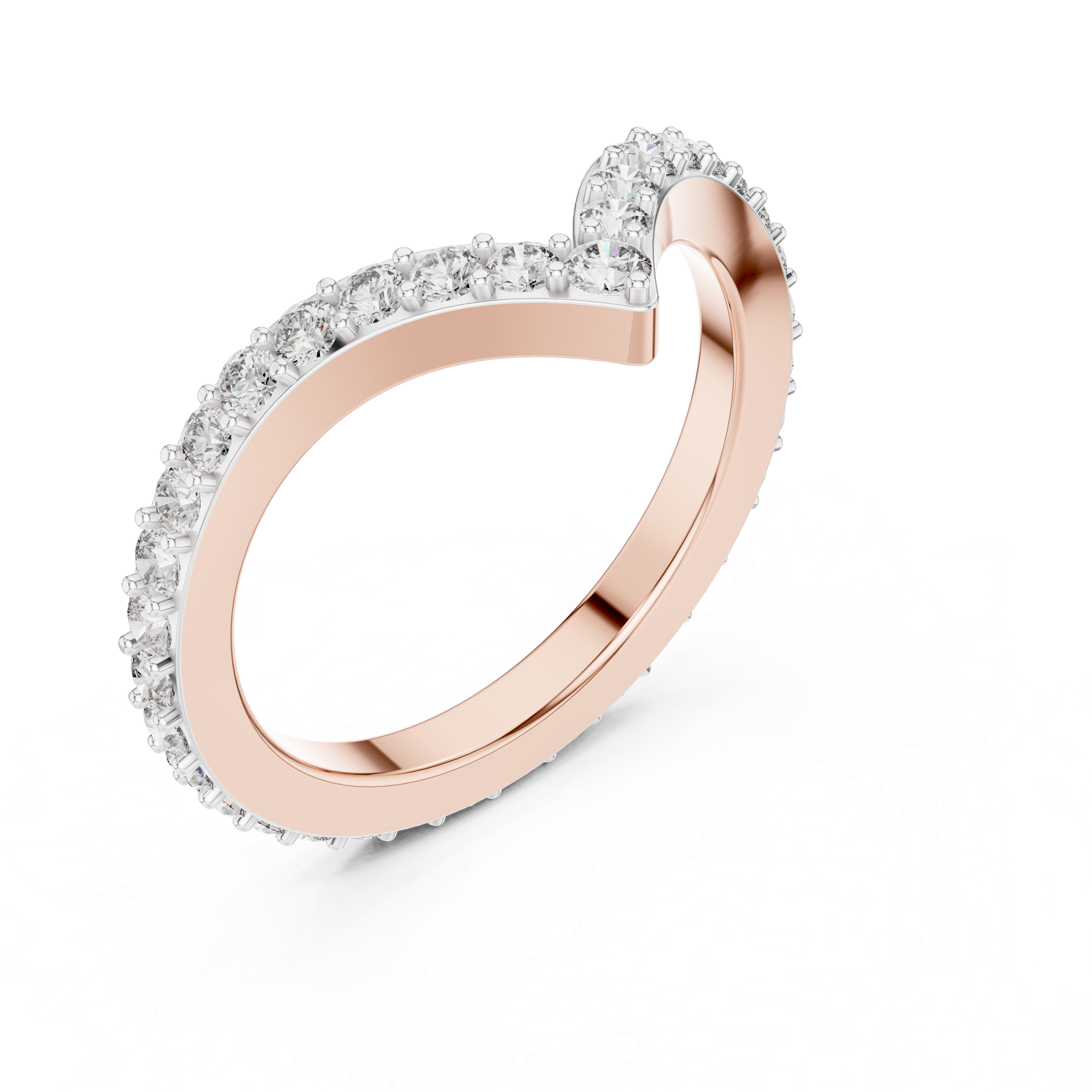 V-Shaped Pavé Diamond Ring