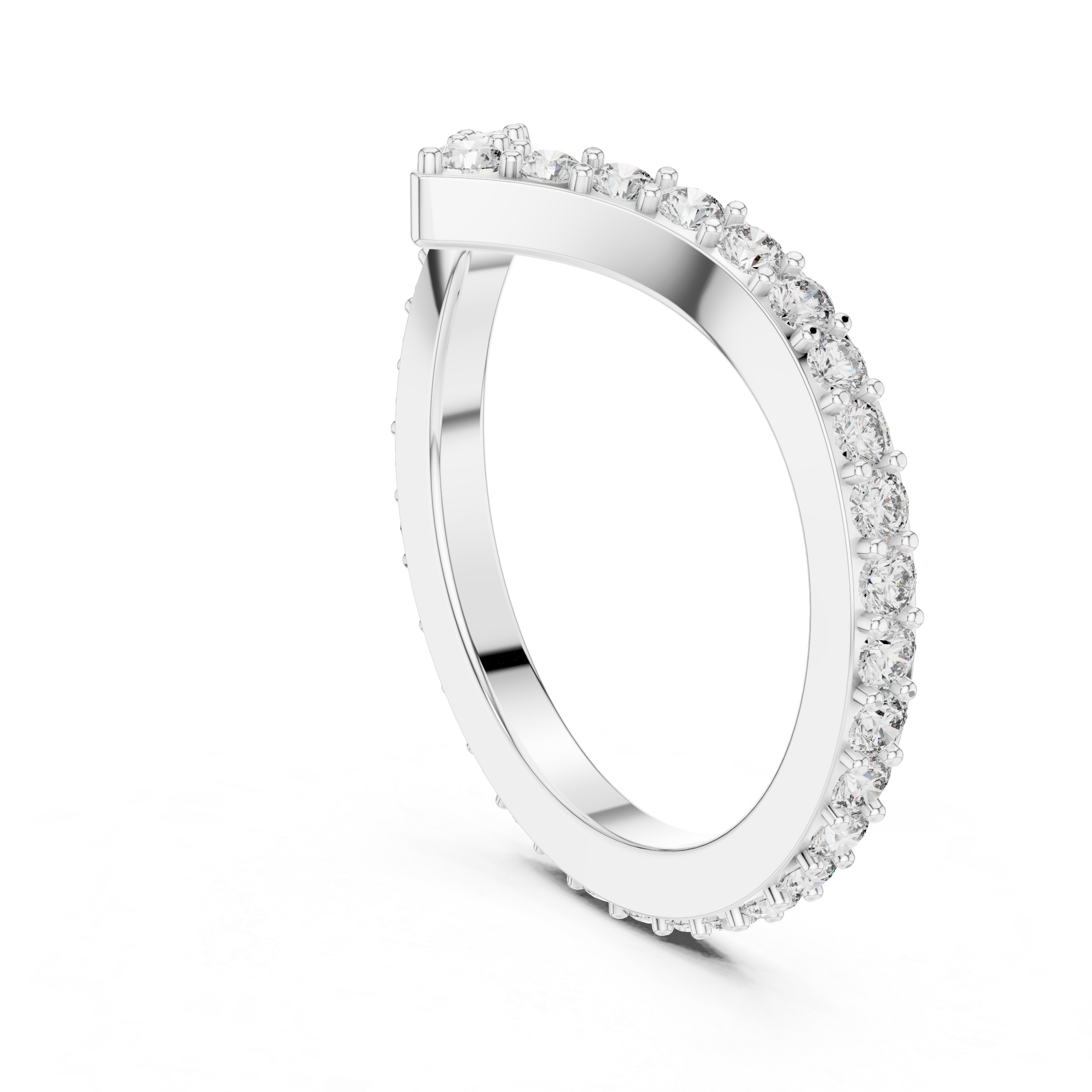 V-Shaped Pavé Diamond Ring