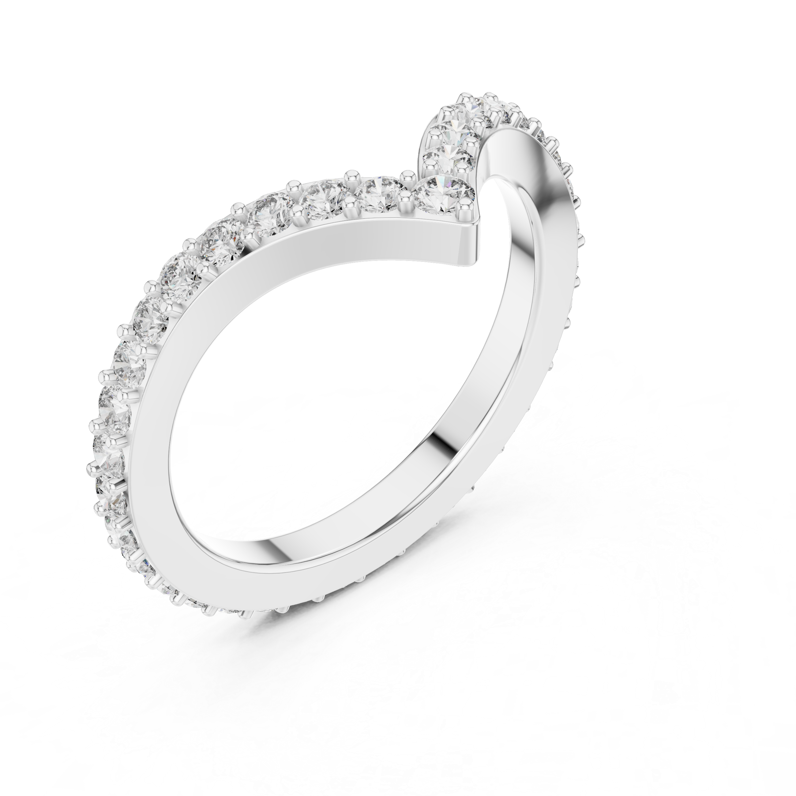 V-Shaped Pavé Diamond Ring