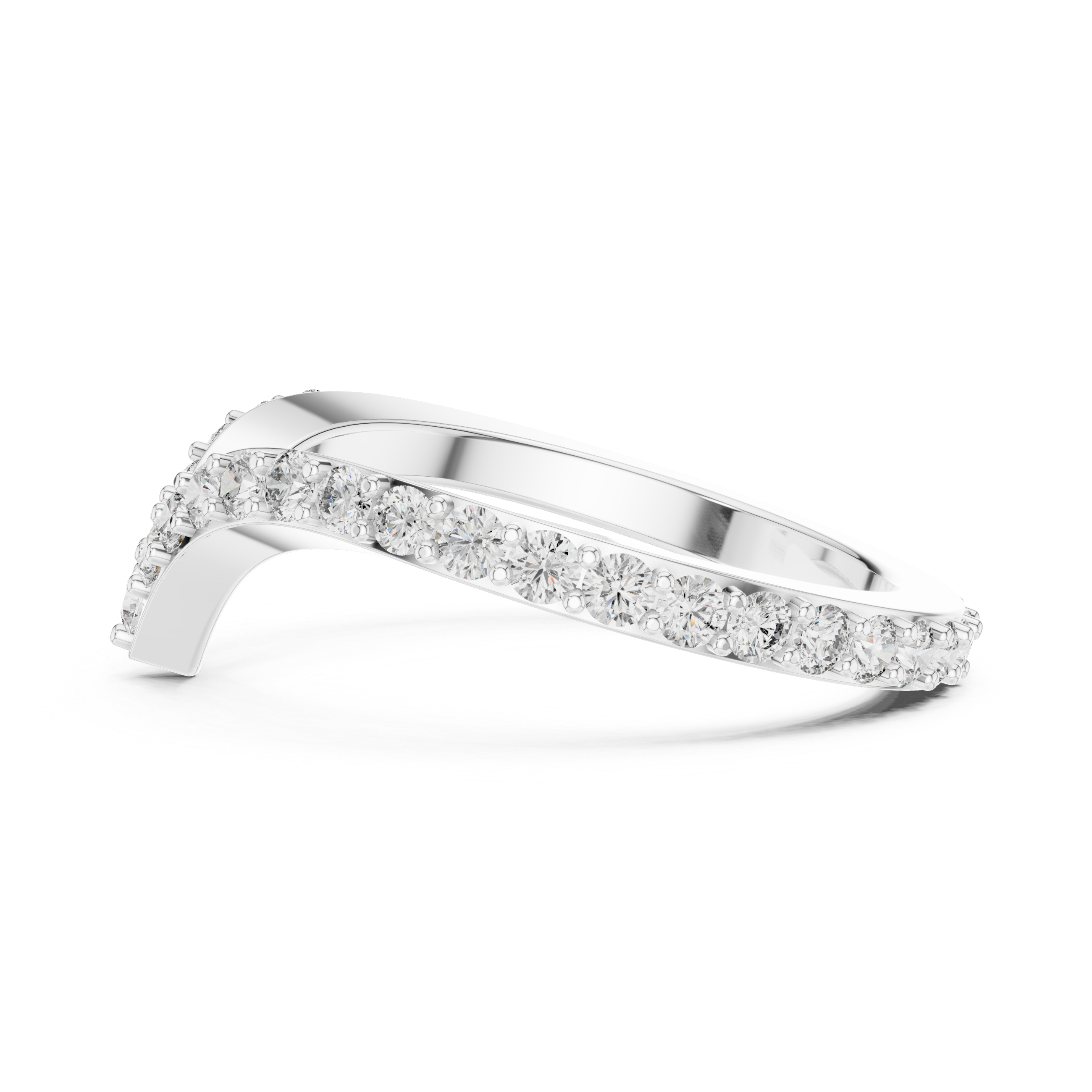 V-Shaped Pavé Diamond Ring