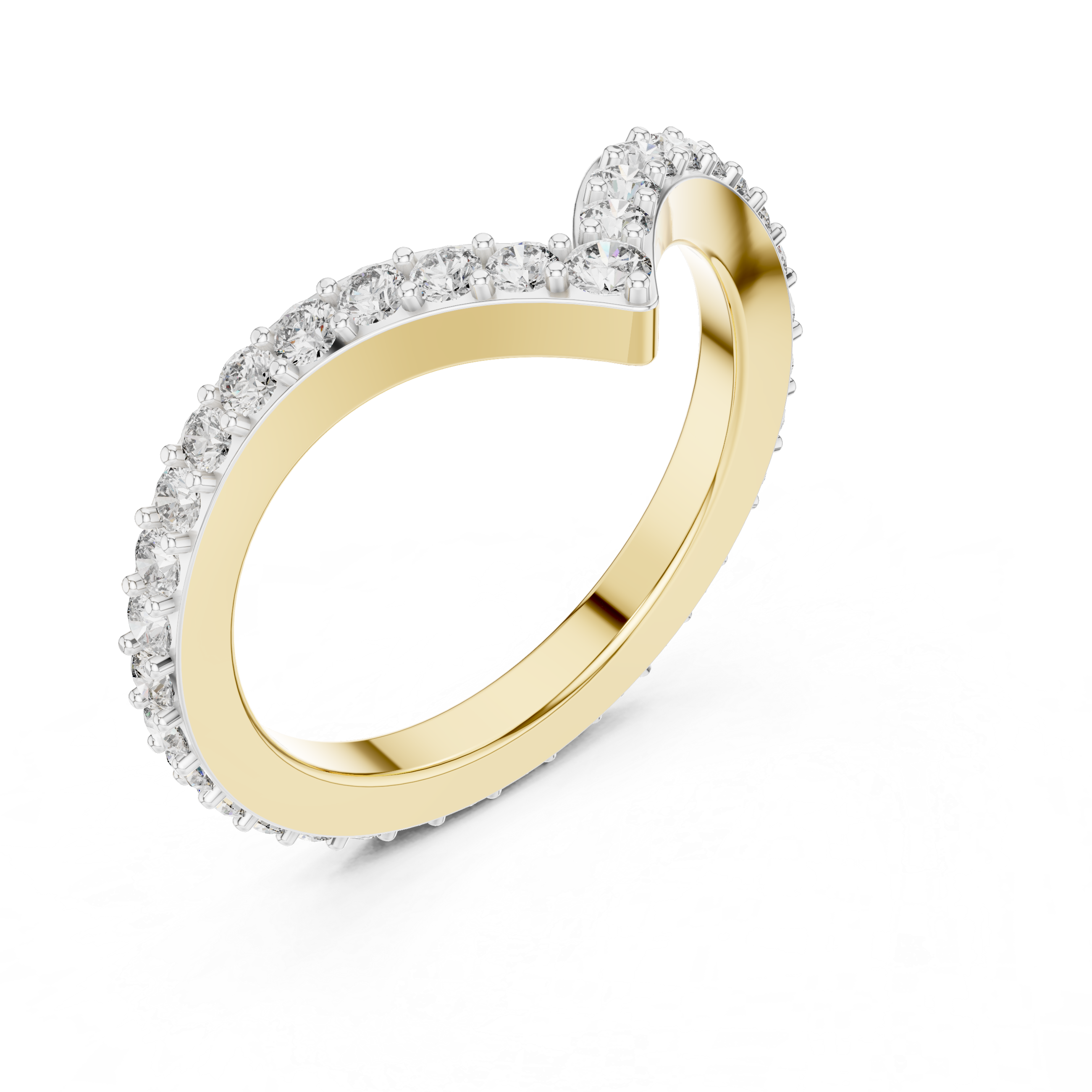 V-Shaped Pavé Diamond Ring