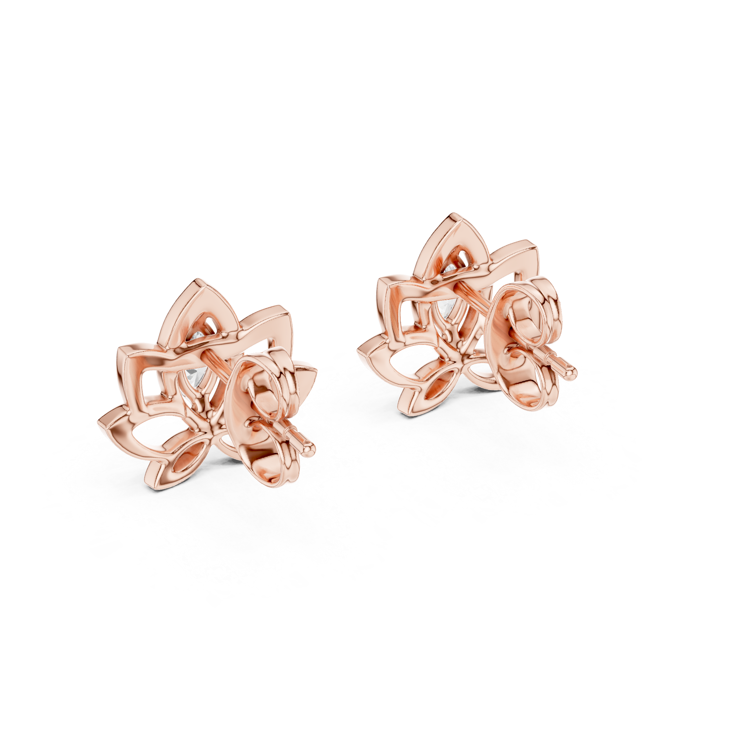 Lotus Marquise Stone Stud Earrings in Gold