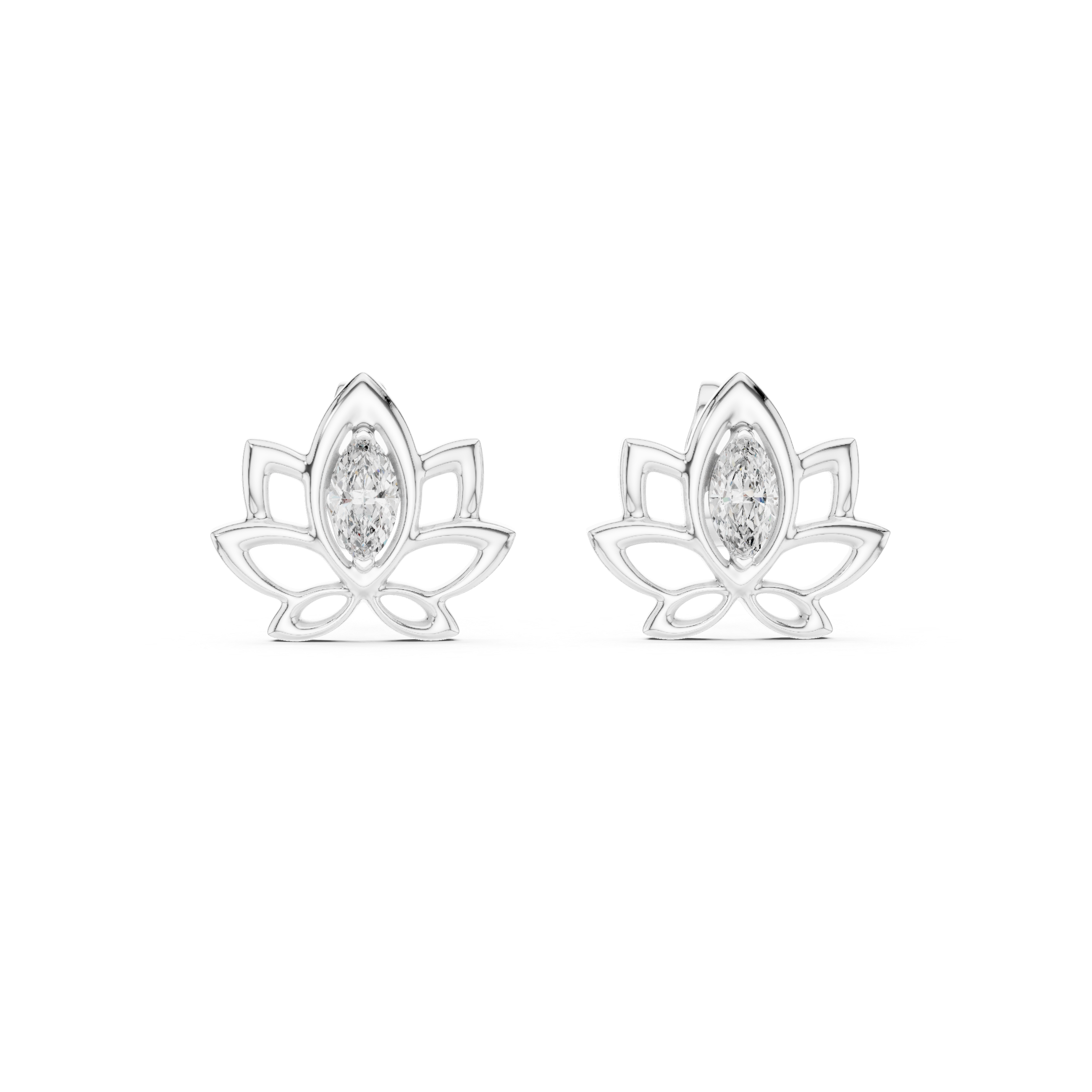 Lotus Marquise Stone Stud Earrings in Gold