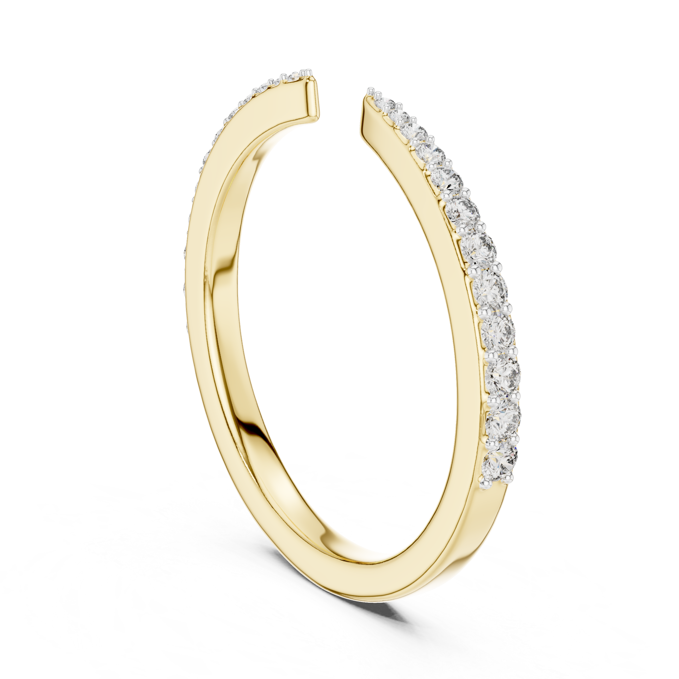 Open Band Diamond Ring with Pavé Ends