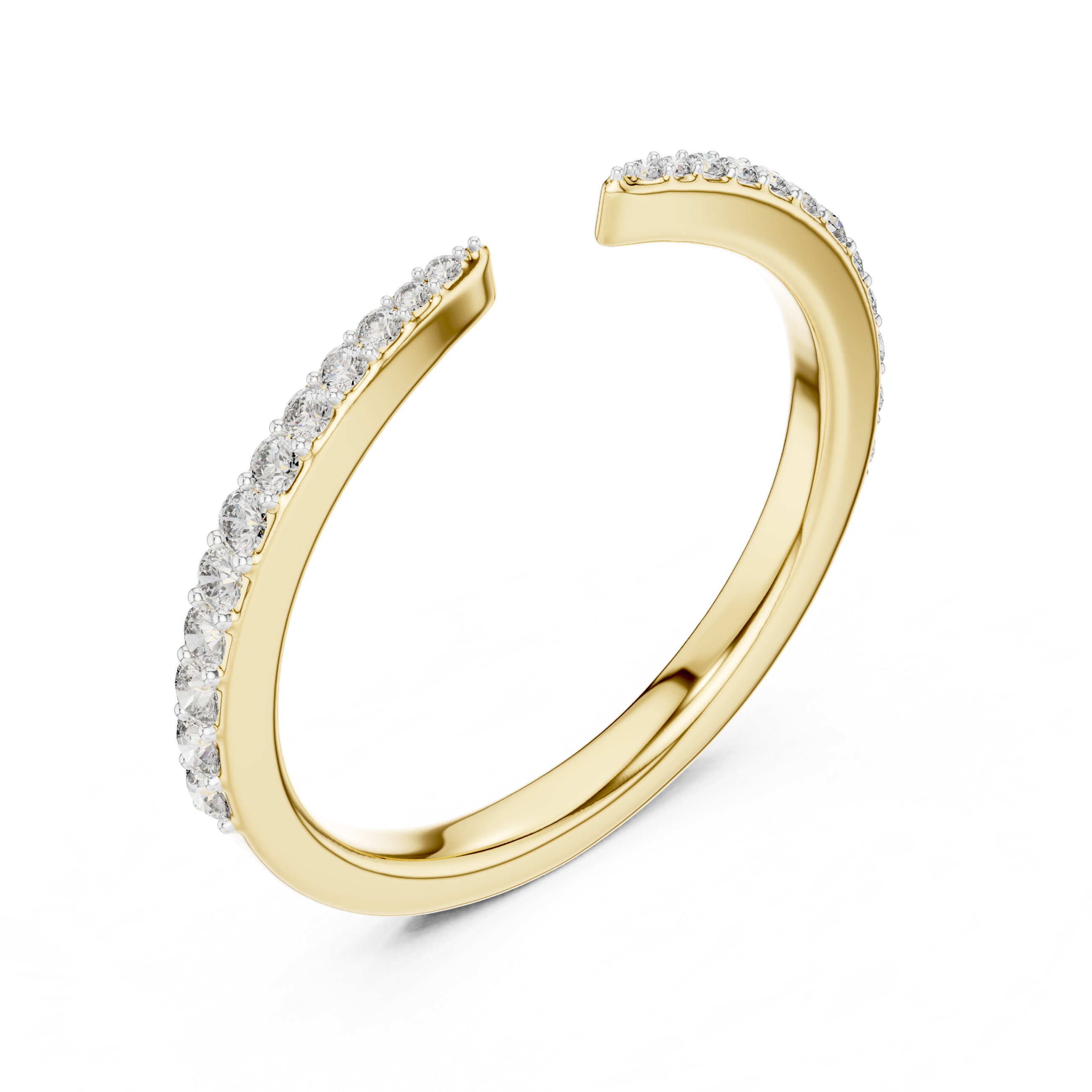 Open Band Diamond Ring with Pavé Ends