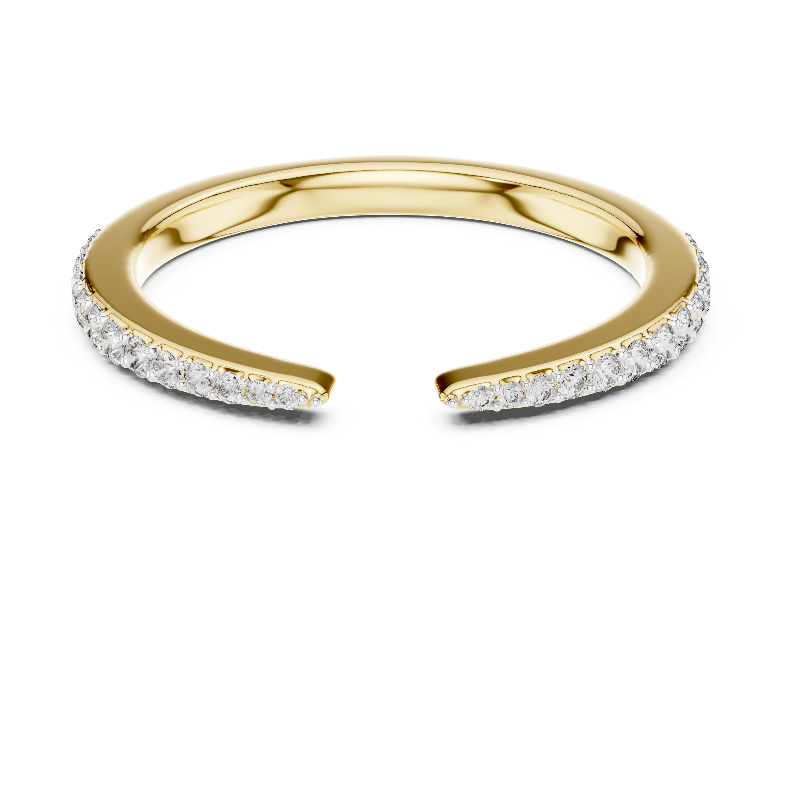 Open Band Diamond Ring with Pavé Ends