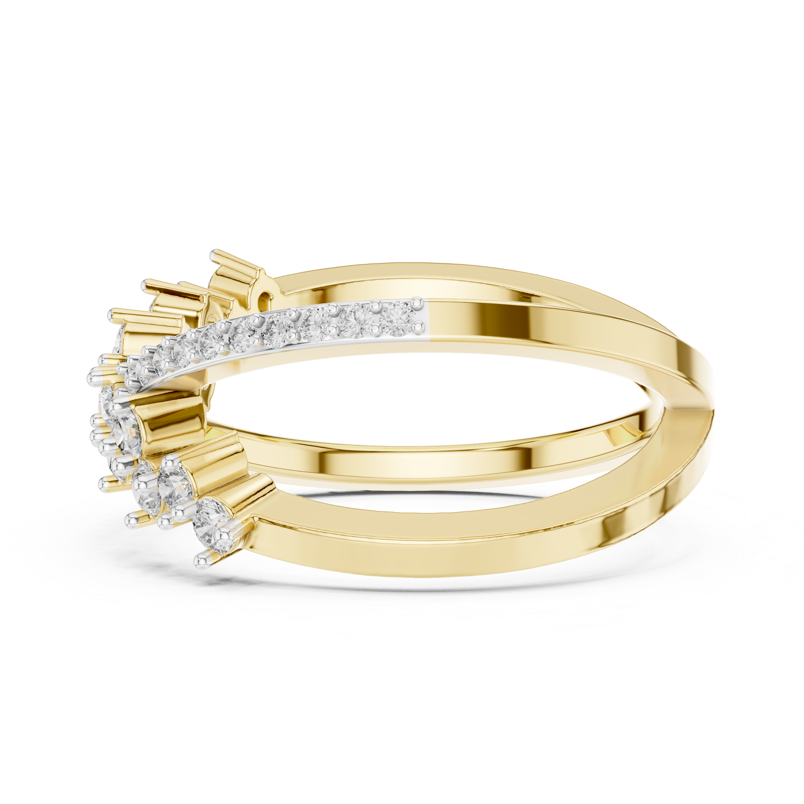 Criss-Cross Diamond Statement Ring with Multi-Stone Cluster