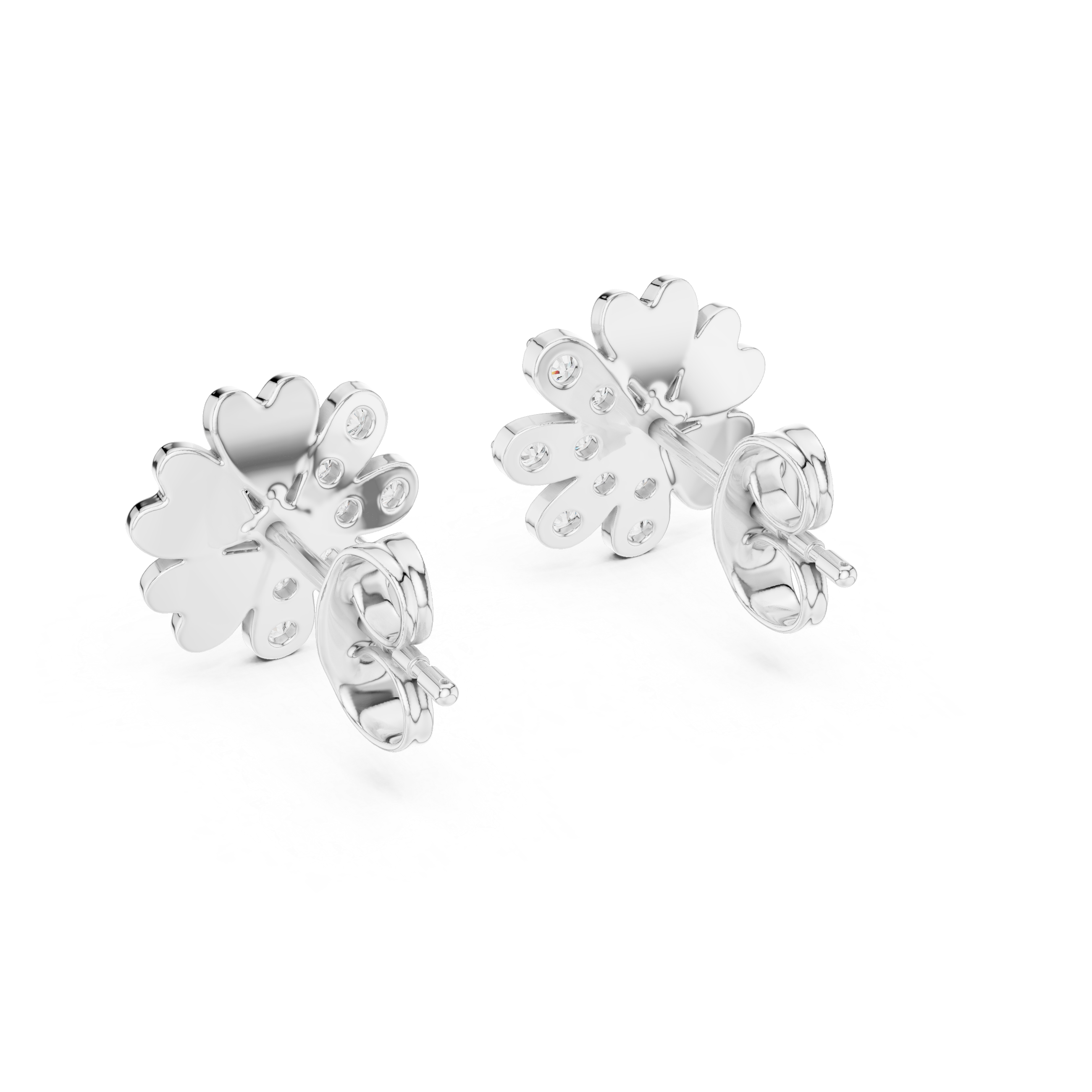 Floral Diamond Cluster Stud Earrings in Gold