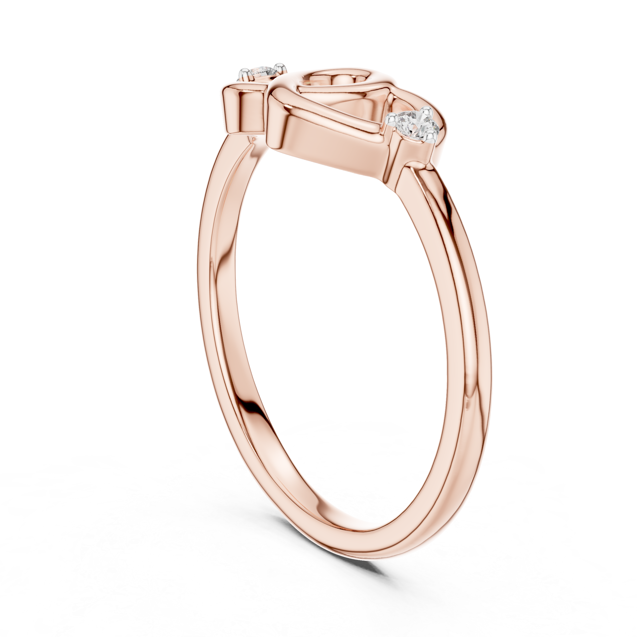 Double Heart Diamond Minimal Ring