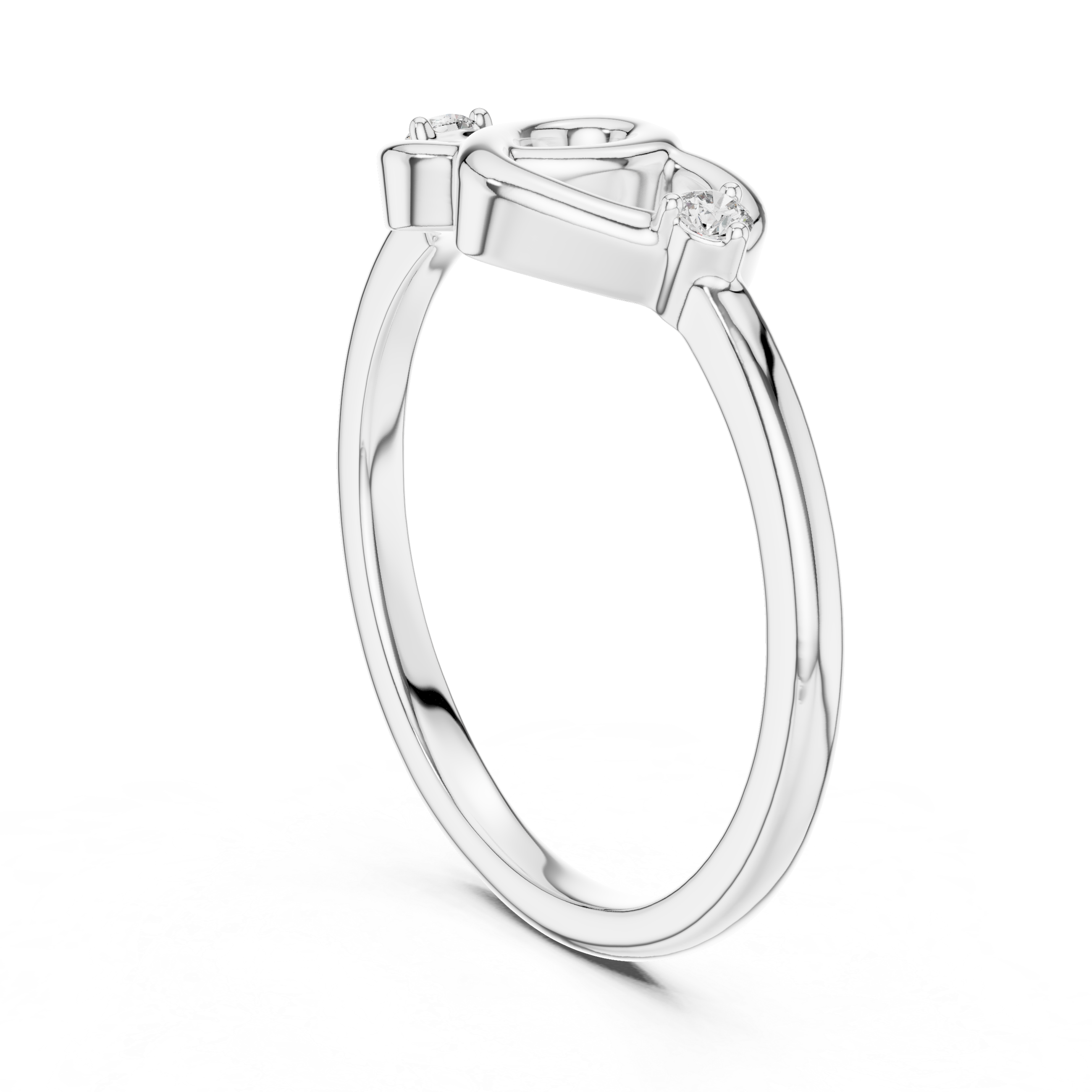Double Heart Diamond Minimal Ring