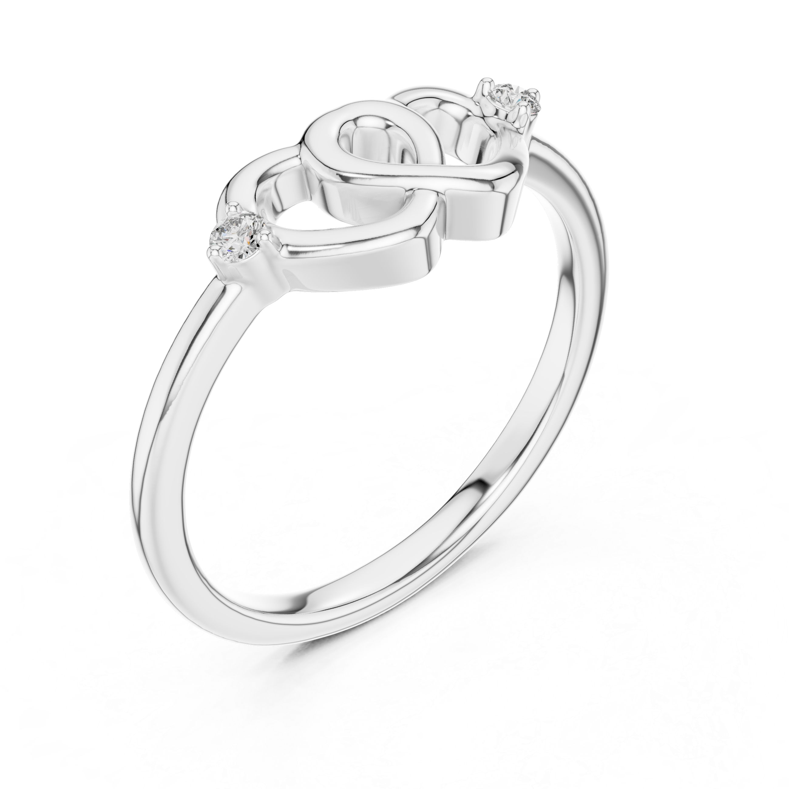 Double Heart Diamond Minimal Ring